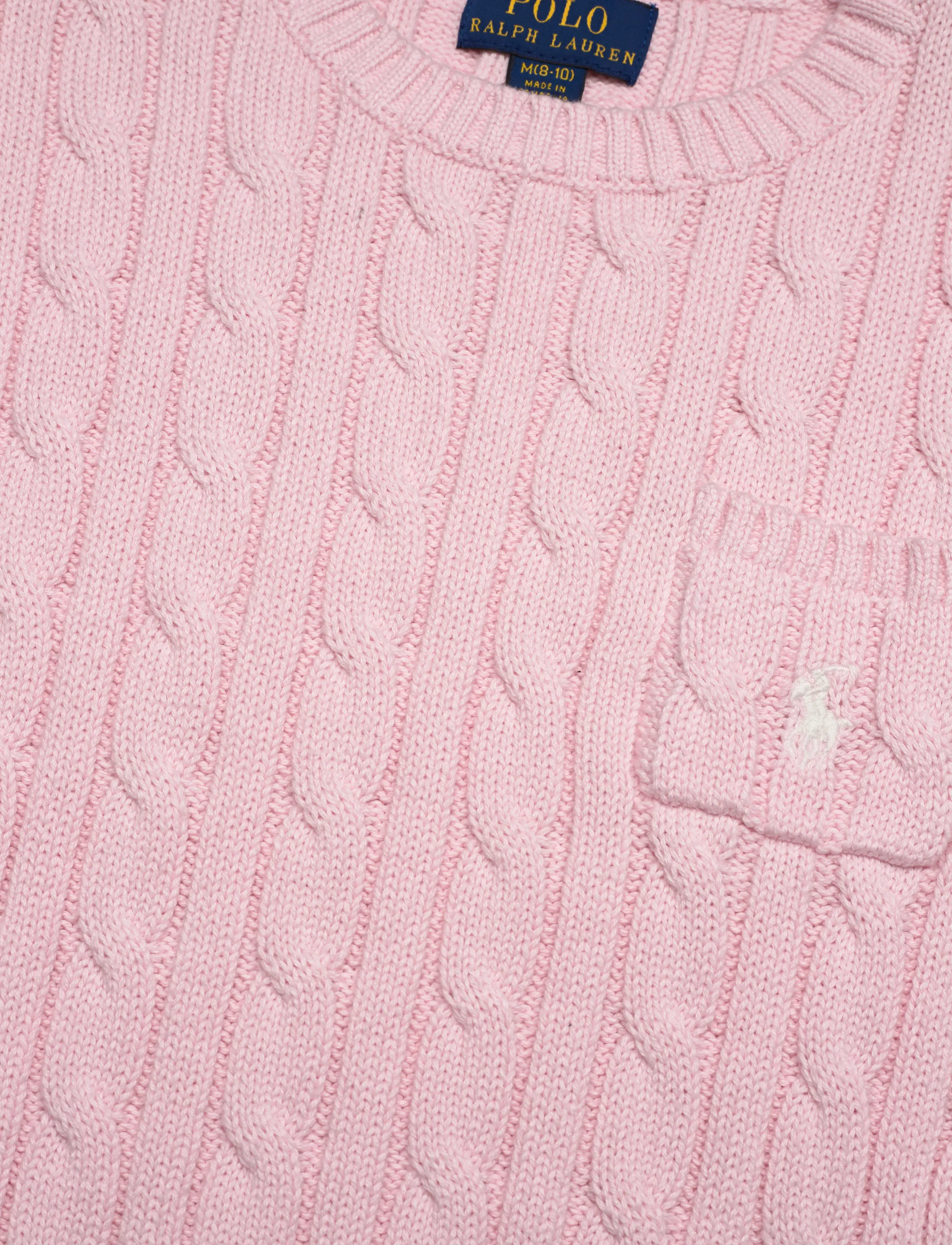 Ralph Lauren Kids - Cable-Knit Cotton Short-Sleeve Sweater - t-krekli ar īsām piedurknēm - hint of pink w/ n - 4