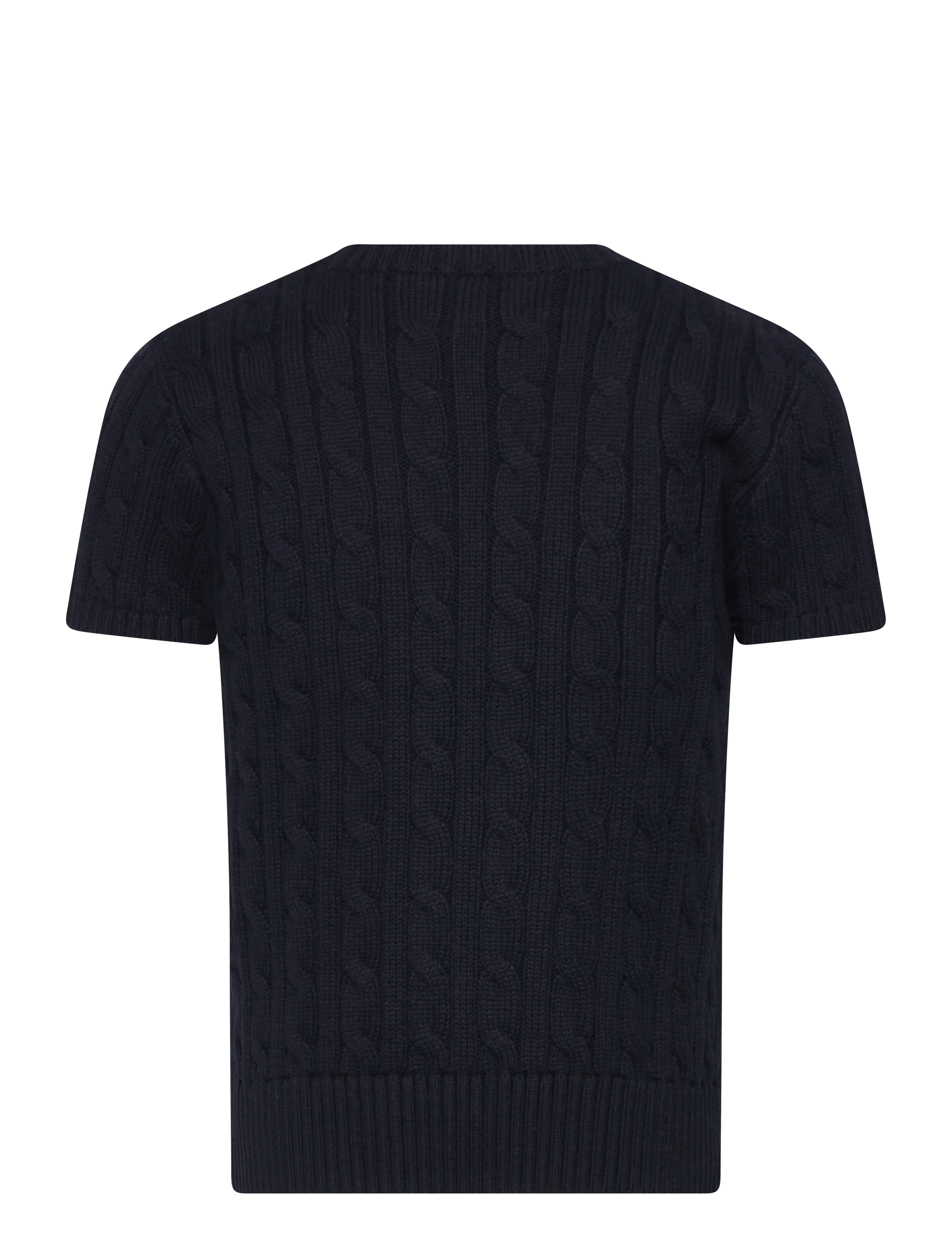 Ralph Lauren Kids - Cable-Knit Cotton Short-Sleeve Sweater - kortærmede t-shirts - rl navy w/ nevis - 2