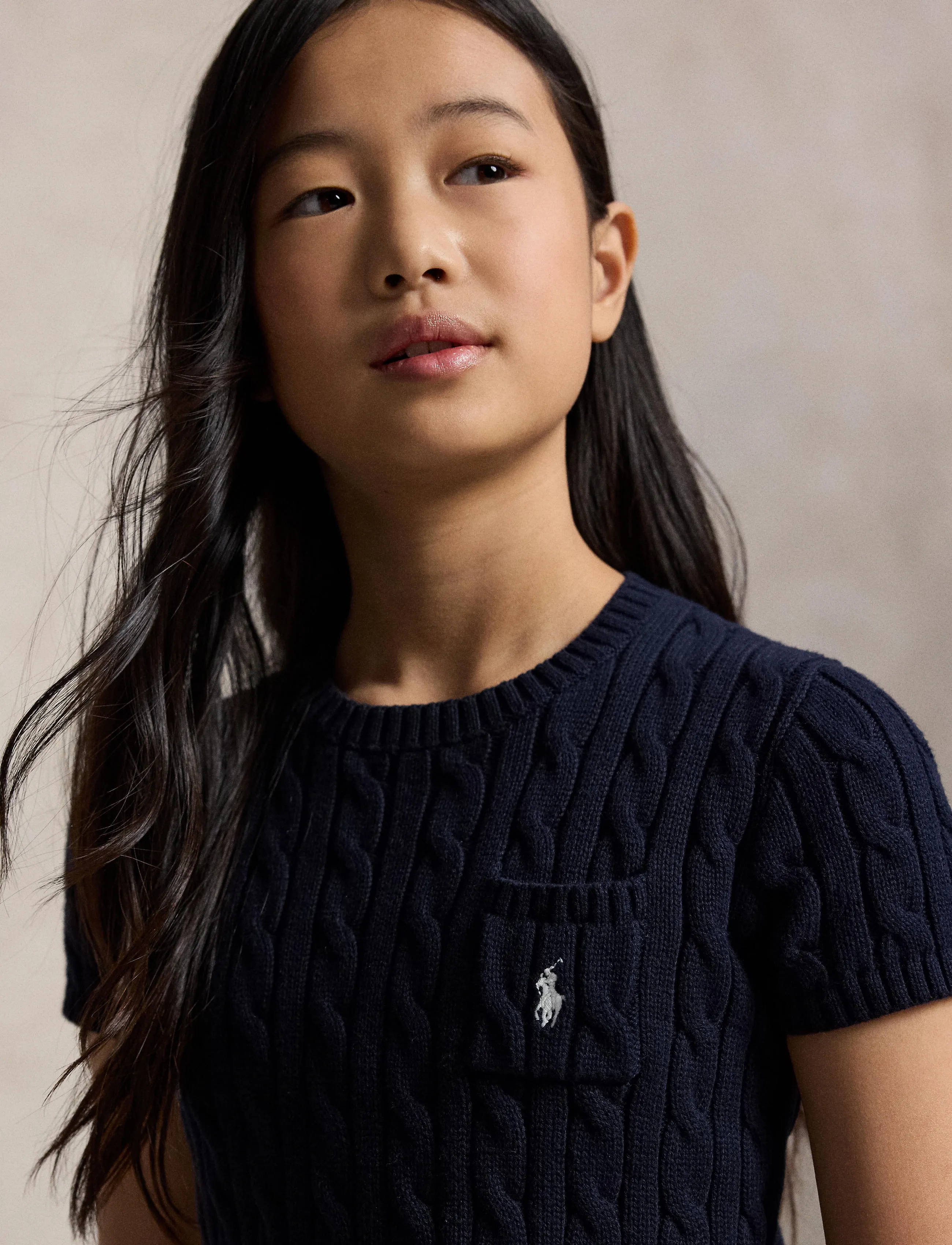 Ralph Lauren Kids Cable-Knit Cotton Short-Sleeve Sweater - Toppar og stuttermabolir - RL NAVY W/ NEVIS / navy