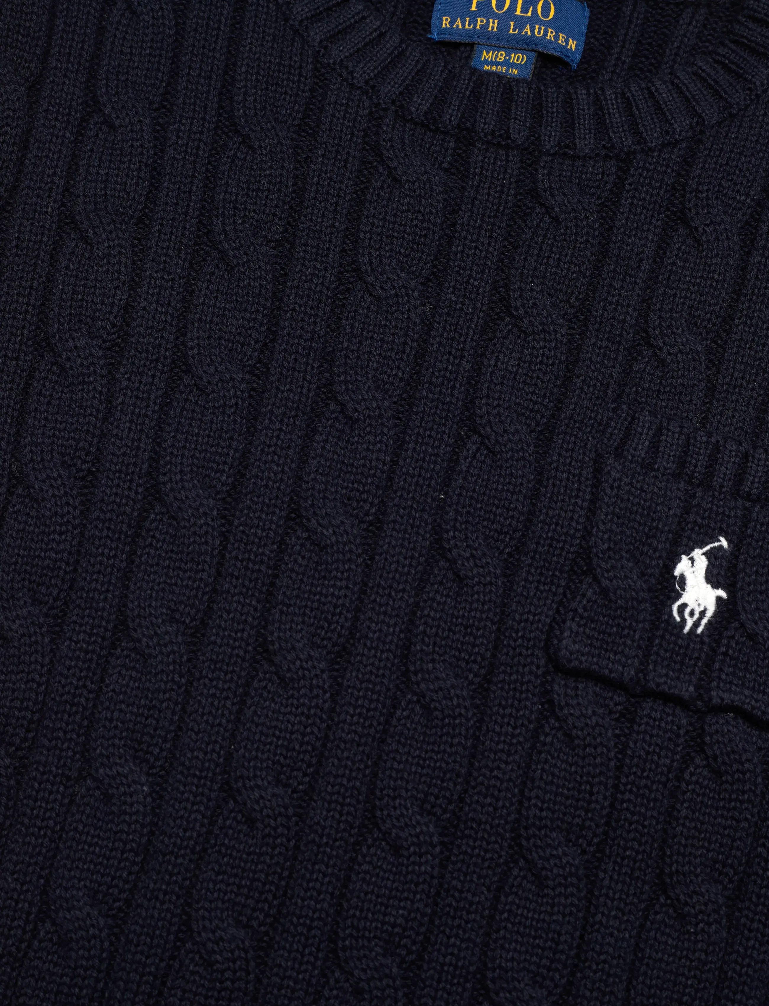 Ralph Lauren Kids - Cable-Knit Cotton Short-Sleeve Sweater - kortærmede t-shirts - rl navy w/ nevis - 4