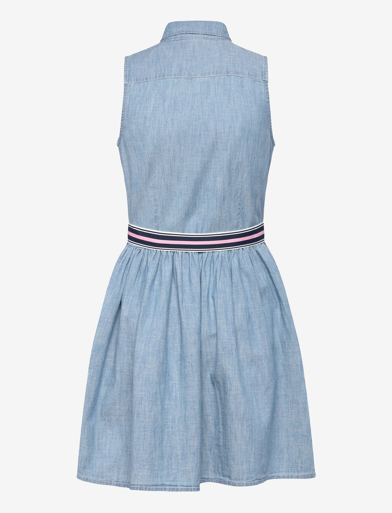 Ralph Lauren Kids - Belted Cotton Chambray Shirtdress - sleeveless casual dresses - medium wash - 1