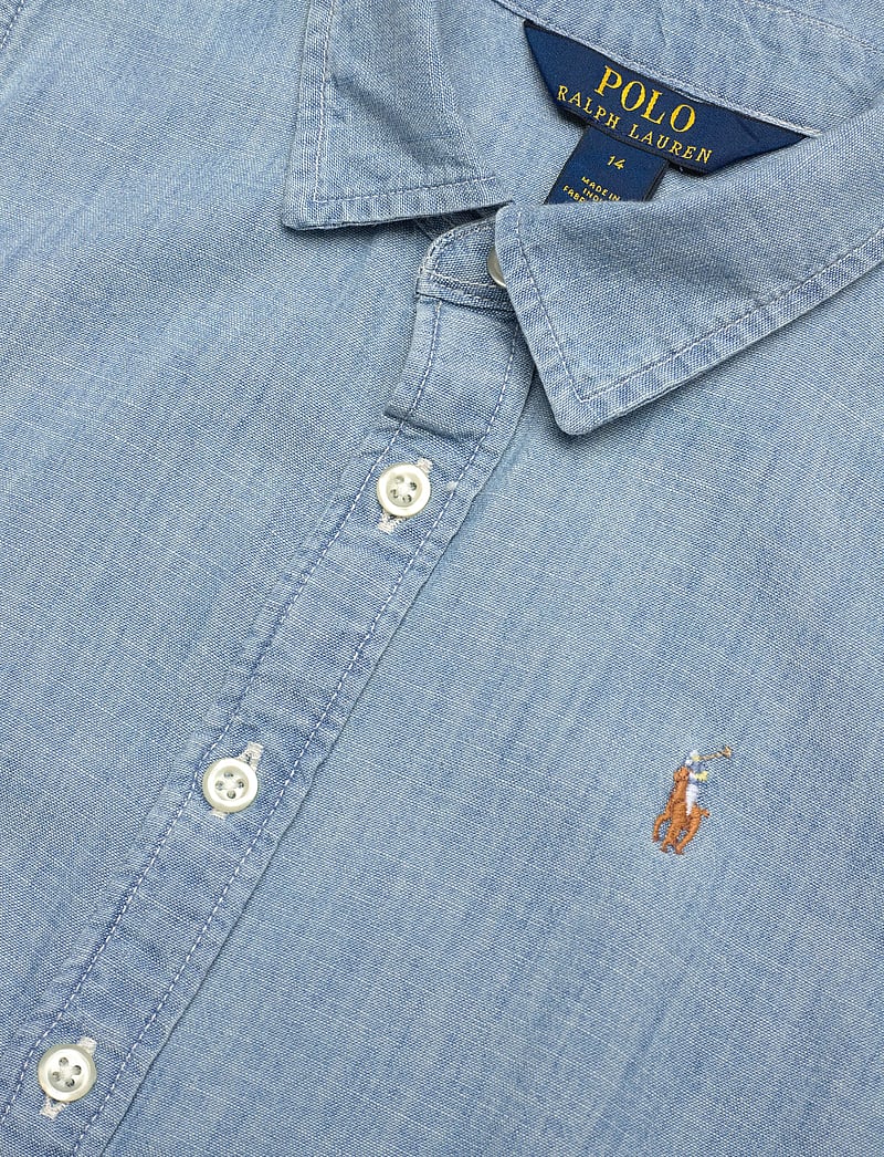 Ralph Lauren Kids - Belted Cotton Chambray Shirtdress - sleeveless casual dresses - medium wash - 2