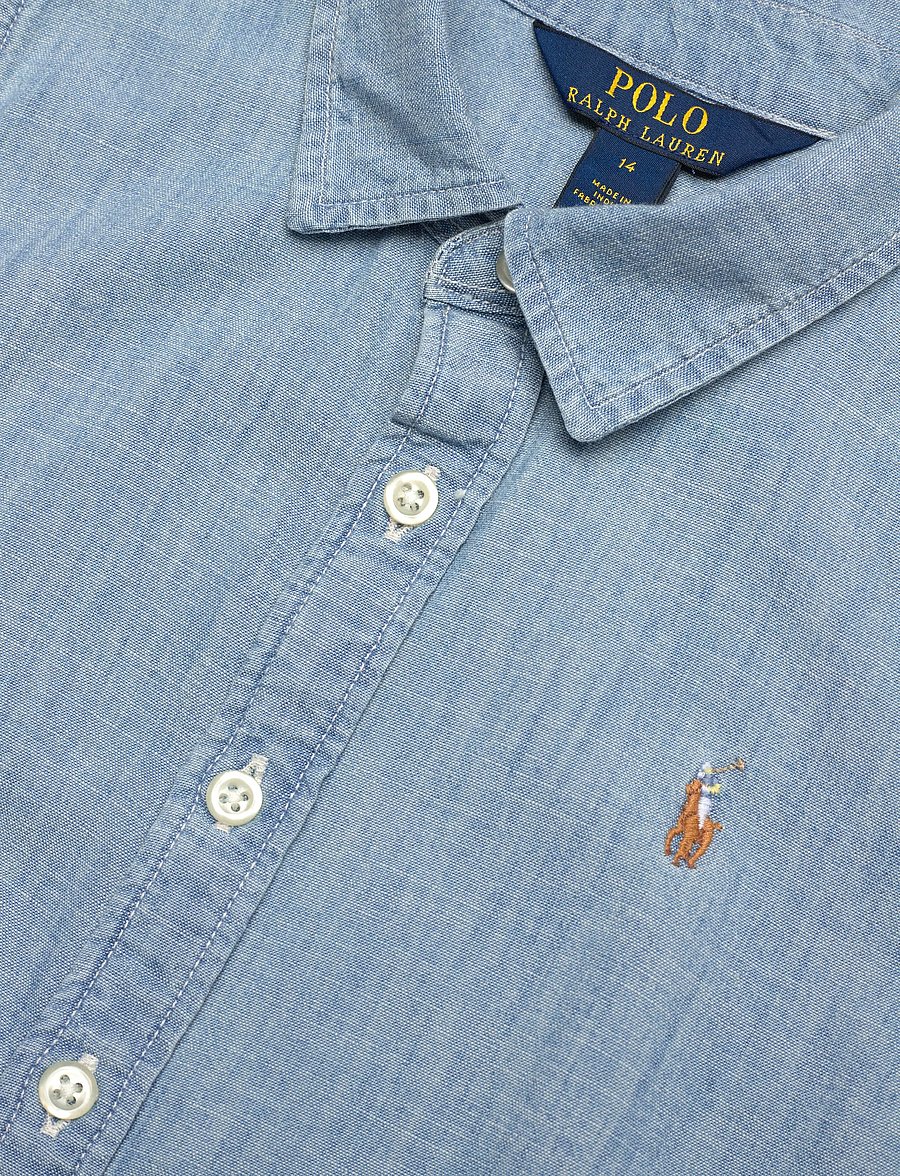 Ralph Lauren Kids - Belted Cotton Chambray Shirtdress - casual jurken zonder mouwen - medium wash - 2