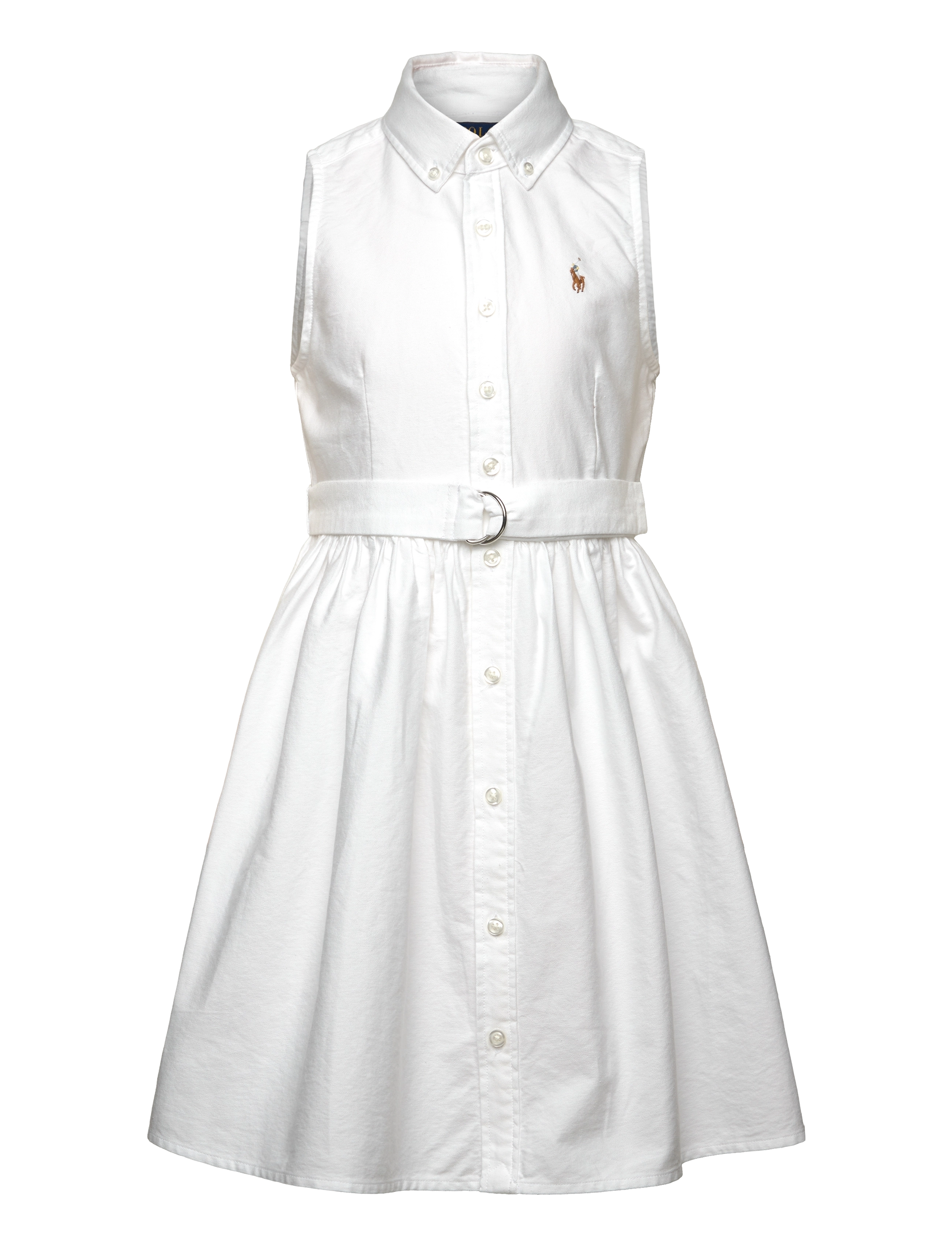 Ralph Lauren Kids Belted Cotton Oxford Shirtdress - Varrukateta vabaaja kleidid - BSR WHITE / white