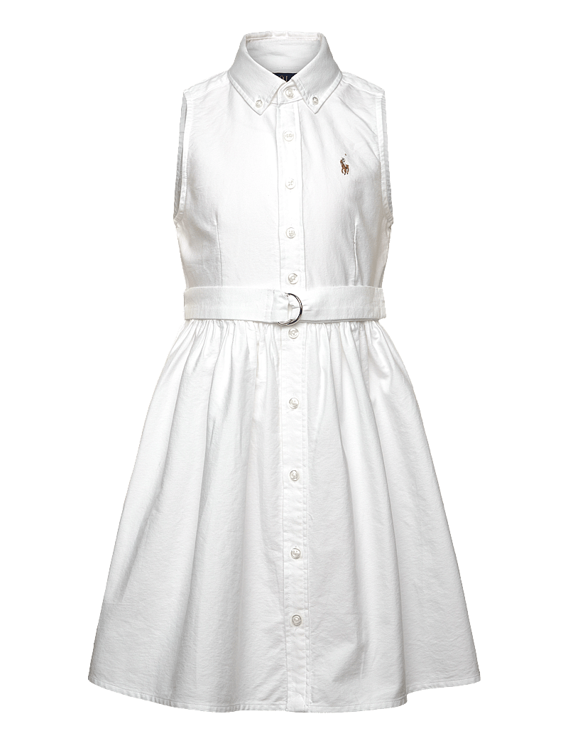 Ralph Lauren Kids - Belted Cotton Oxford Shirtdress - varrukateta vabaaja kleidid - bsr white - 0