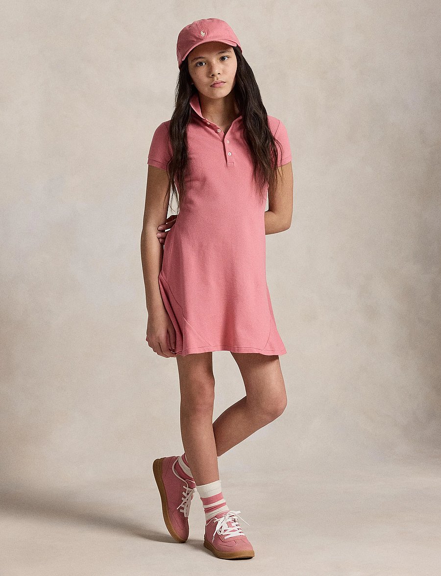 Ralph Lauren Kids - STRETCH MESH-FLAREPOLODR-DR-DAD - short-sleeved casual dresses - desert rose - 3