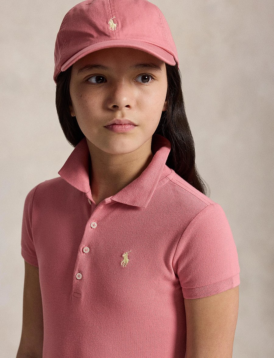 Ralph Lauren Kids - STRETCH MESH-FLAREPOLODR-DR-DAD - short-sleeved casual dresses - desert rose - 4