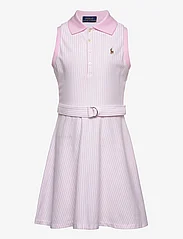 Ralph Lauren Kids - Belted Striped Knit Oxford Polo Dress - hihattomat arkimekot - carmel pink/ whit - 0