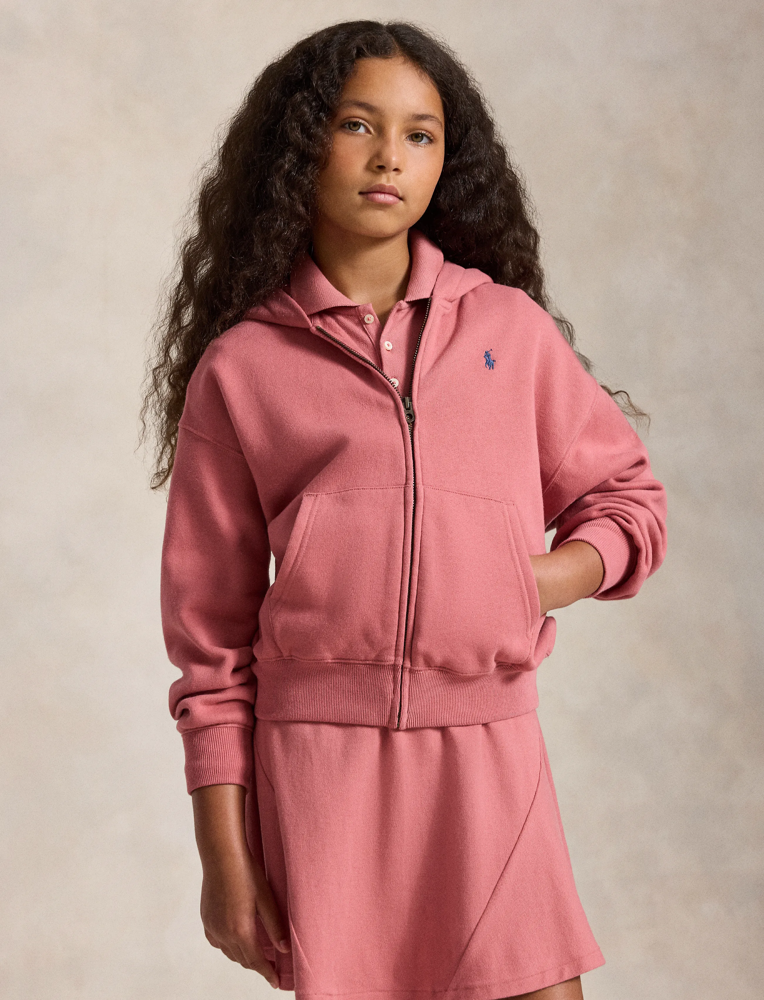 Ralph Lauren Kids Fleece Full-Zip Hoodie, L, Pink, Yderbeklædning Af Fleece > Fleecejakker, Børn