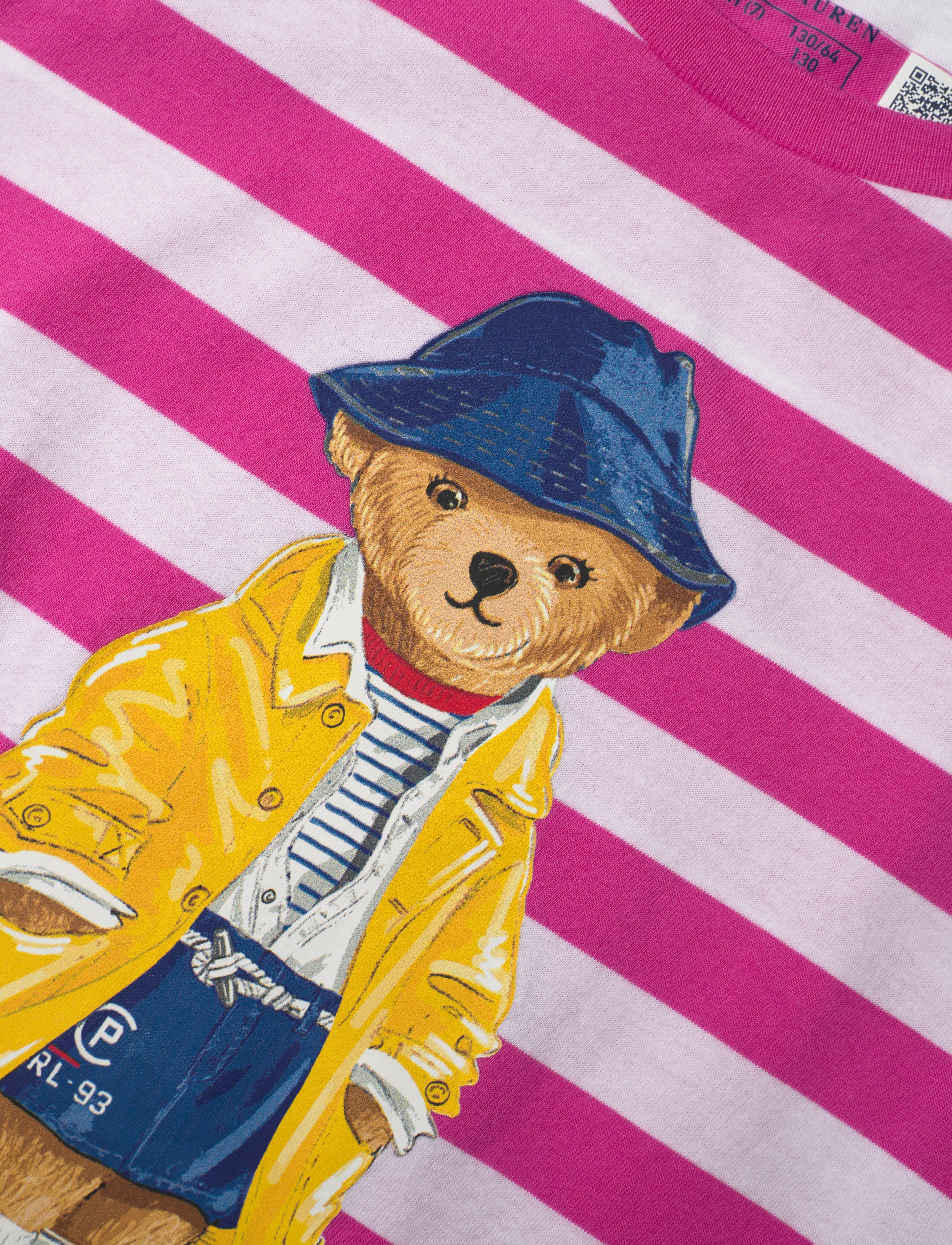 Ralph Lauren Kids - Striped Polo Bear Cotton Jersey Tee - belmont pink/whit - 2