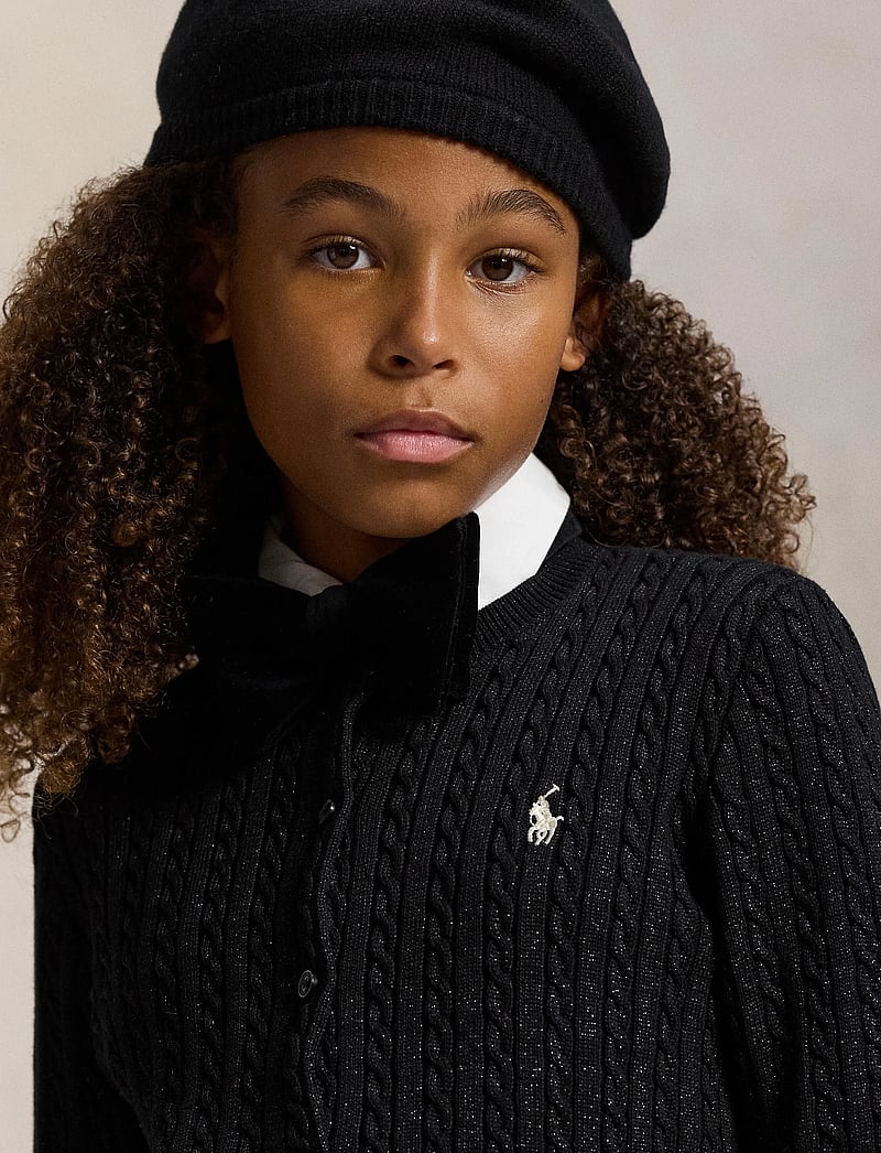 Ralph Lauren Kids - Metallic Cable Cotton-Blend Cardigan - cardigans - black - 2