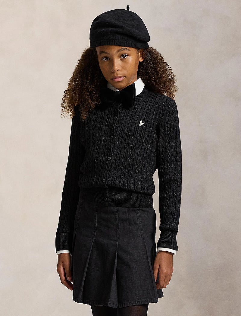 Ralph Lauren Kids - Metallic Cable Cotton-Blend Cardigan - cardigans - black - 3