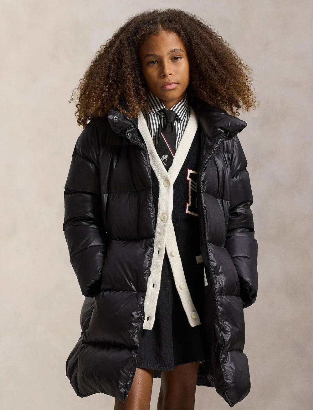 Ralph Lauren Kids - Down Hooded Long Jacket - puhvis ja polsterdatud - polo black - 0