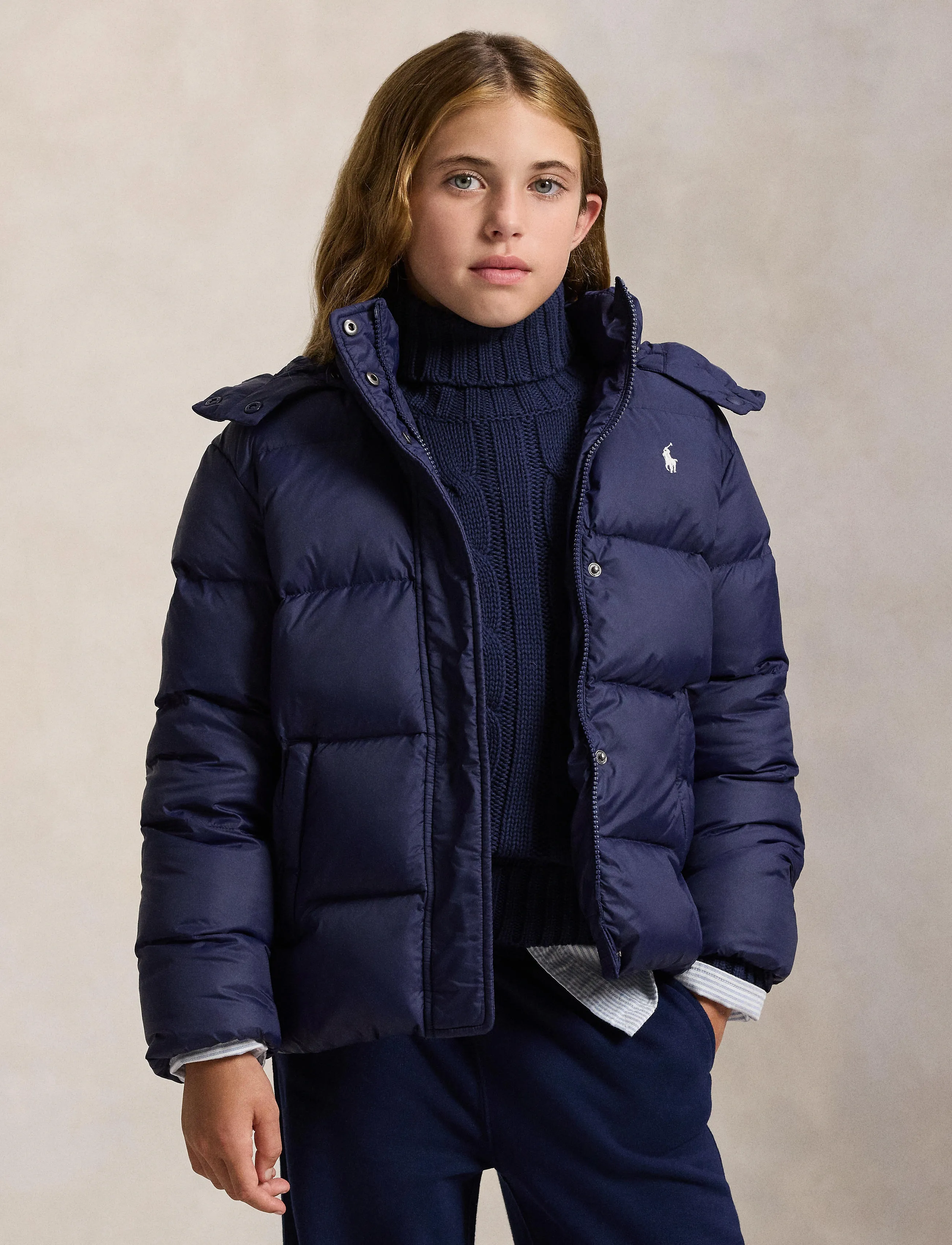 Ralph Lauren Kids - Down Hooded Jacket - kurtka zimowa - newport navy w wh - 4