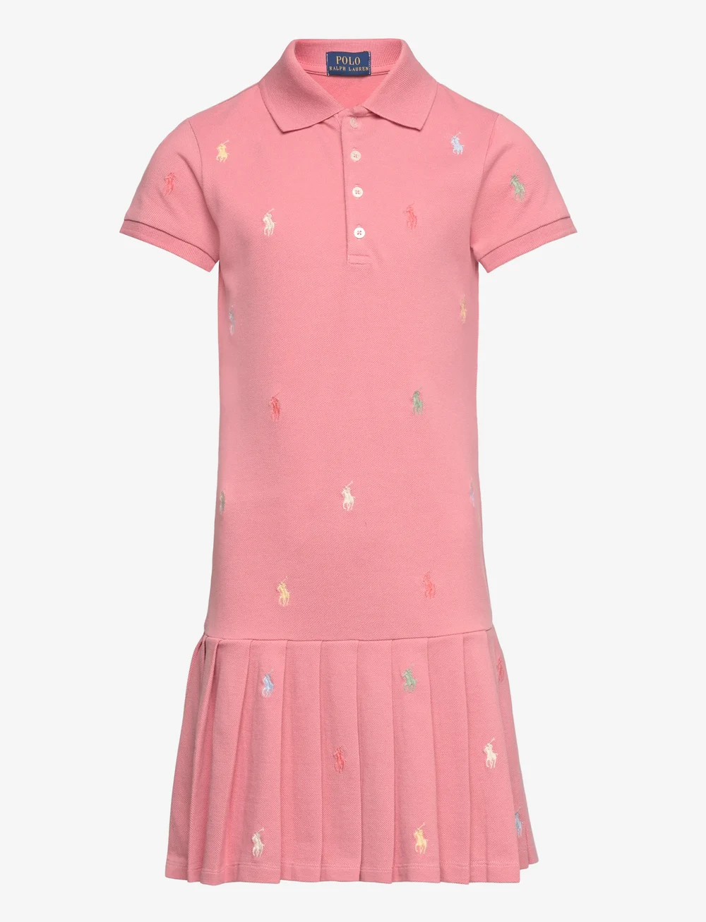 Ralph Lauren Kids - Polo Pony Stretch Mesh Polo Dress - kurzärmelige freizeitkleider - faded peony - 0