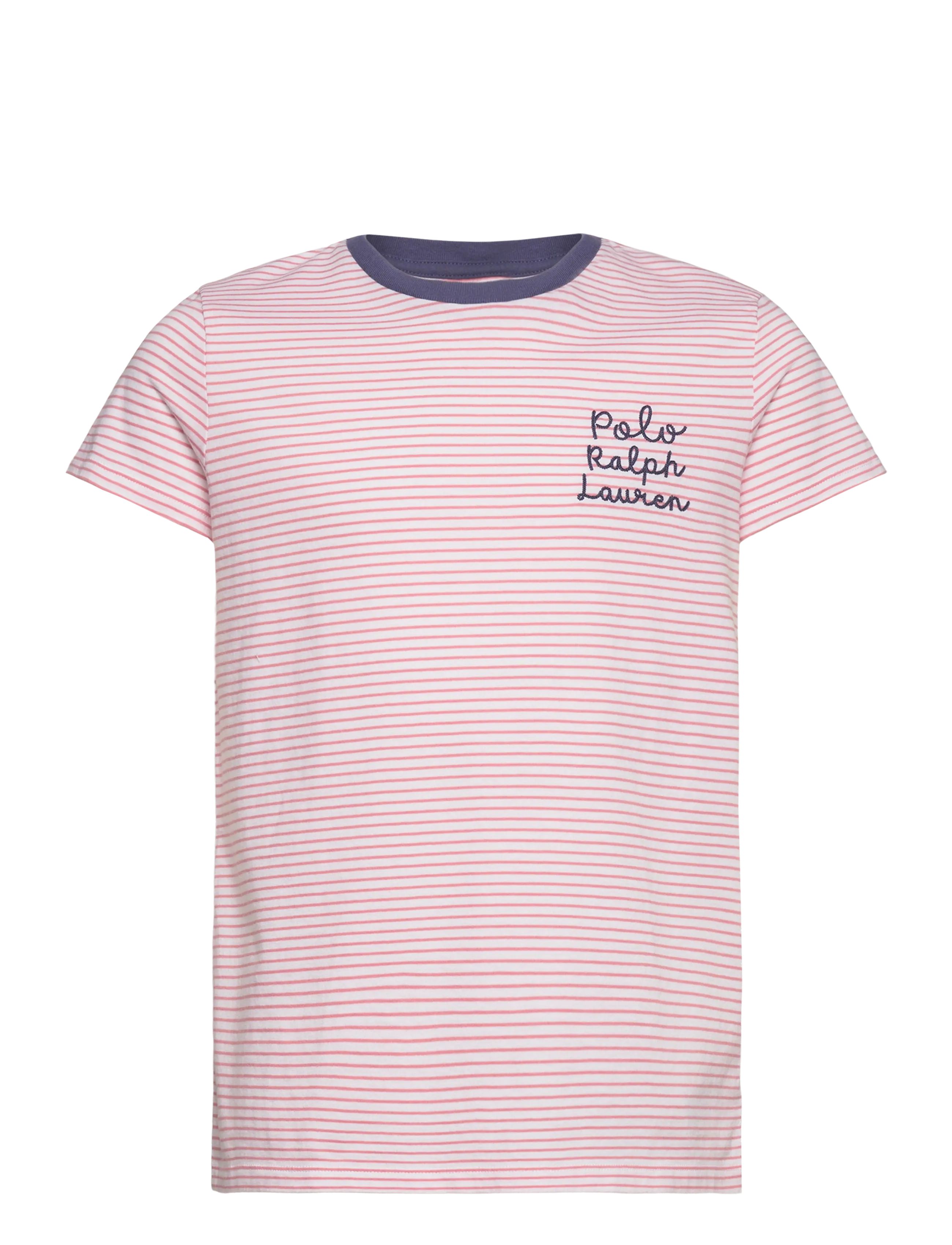 Striped Logo Cotton Jersey Tee - FADED PEONY/WHITE