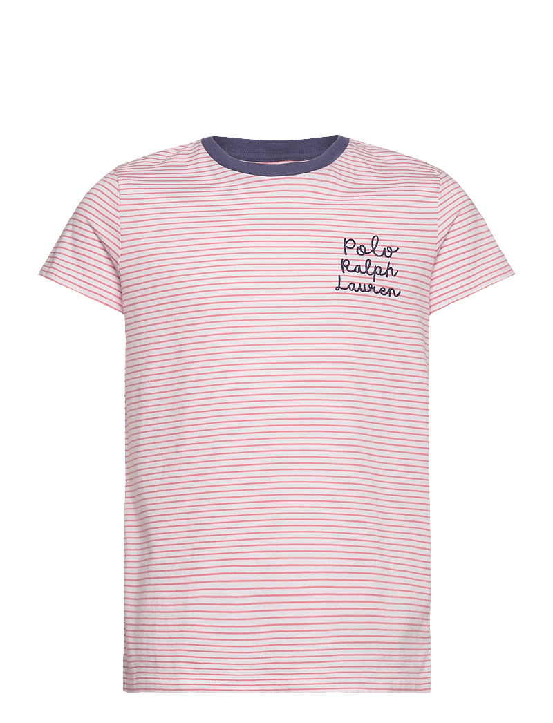Ralph Lauren Kids - Striped Logo Cotton Jersey Tee - kortærmede t-shirts - faded peony/white - 0