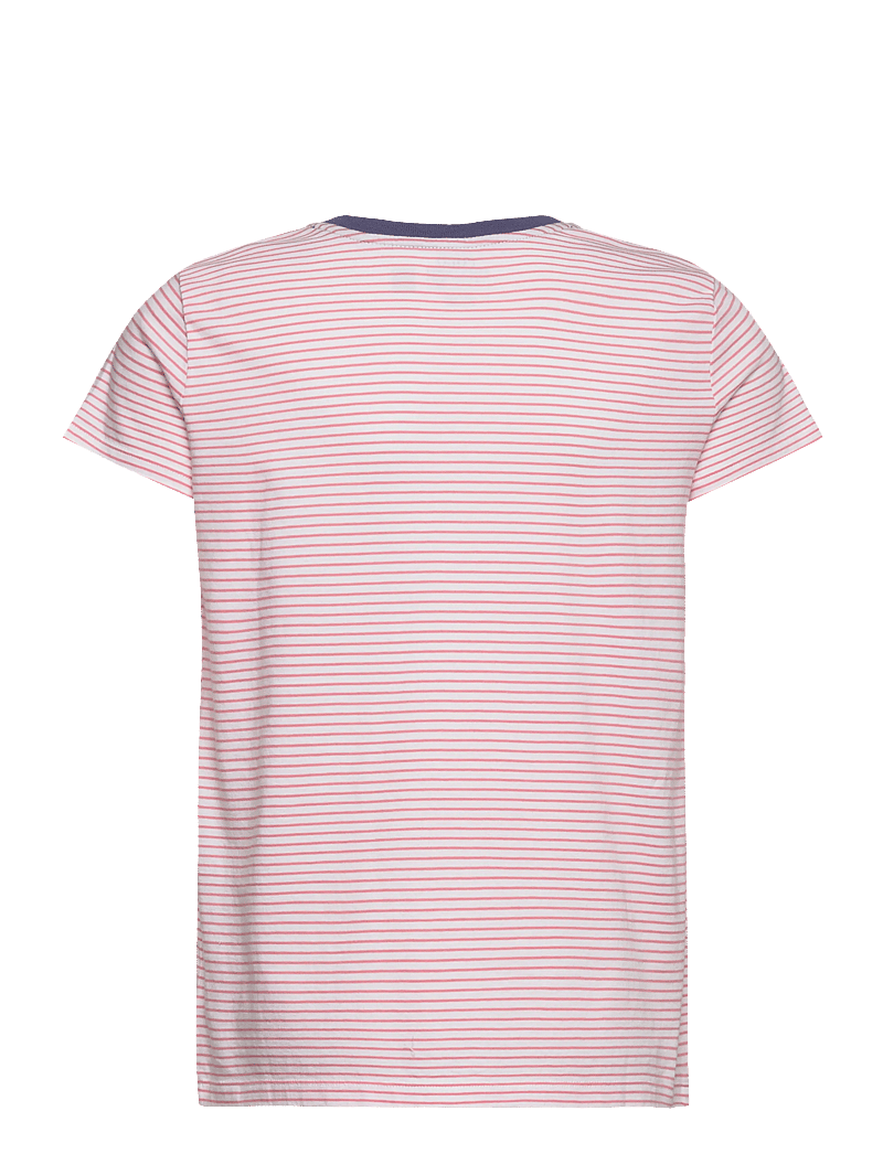 Ralph Lauren Kids - Striped Logo Cotton Jersey Tee - kortærmede t-shirts - faded peony/white - 1