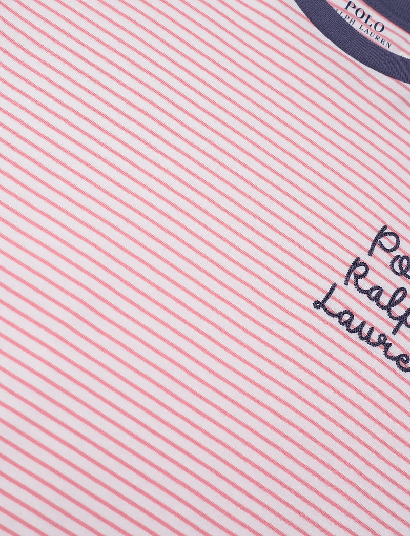 Ralph Lauren Kids - Striped Logo Cotton Jersey Tee - kortærmede t-shirts - faded peony/white - 2