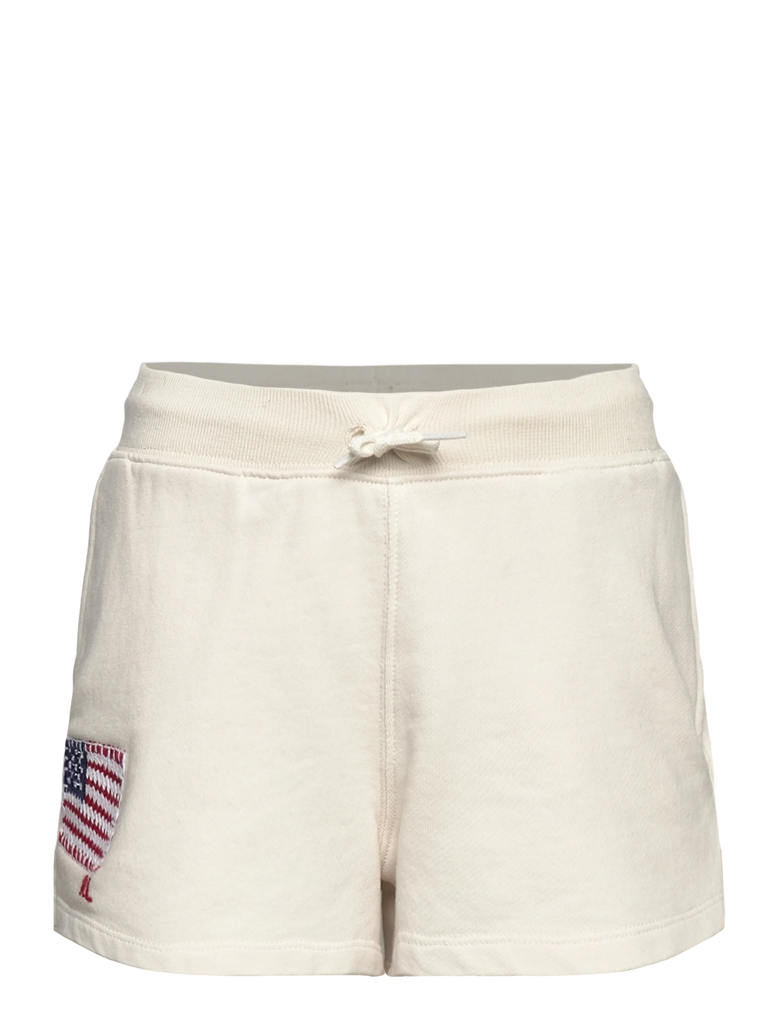 Ralph Lauren Kids Flag-Appliqué French Terry Short, French Terry Shorts, Cream, Str: 129-130