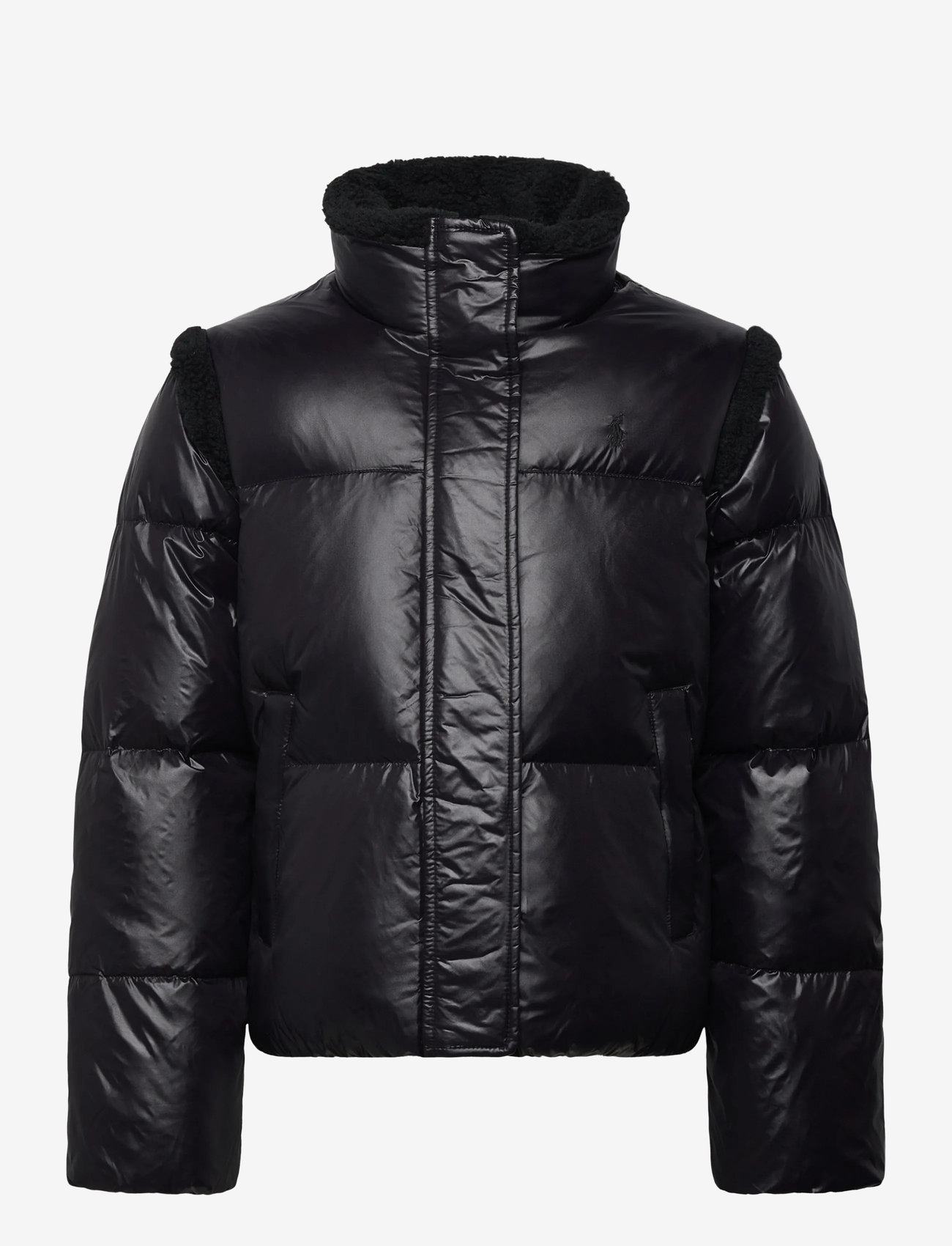 Ralph Lauren Kids - Teddy Fleece–Trim Down Boxy Jacket - winter jackets - polo black - 0