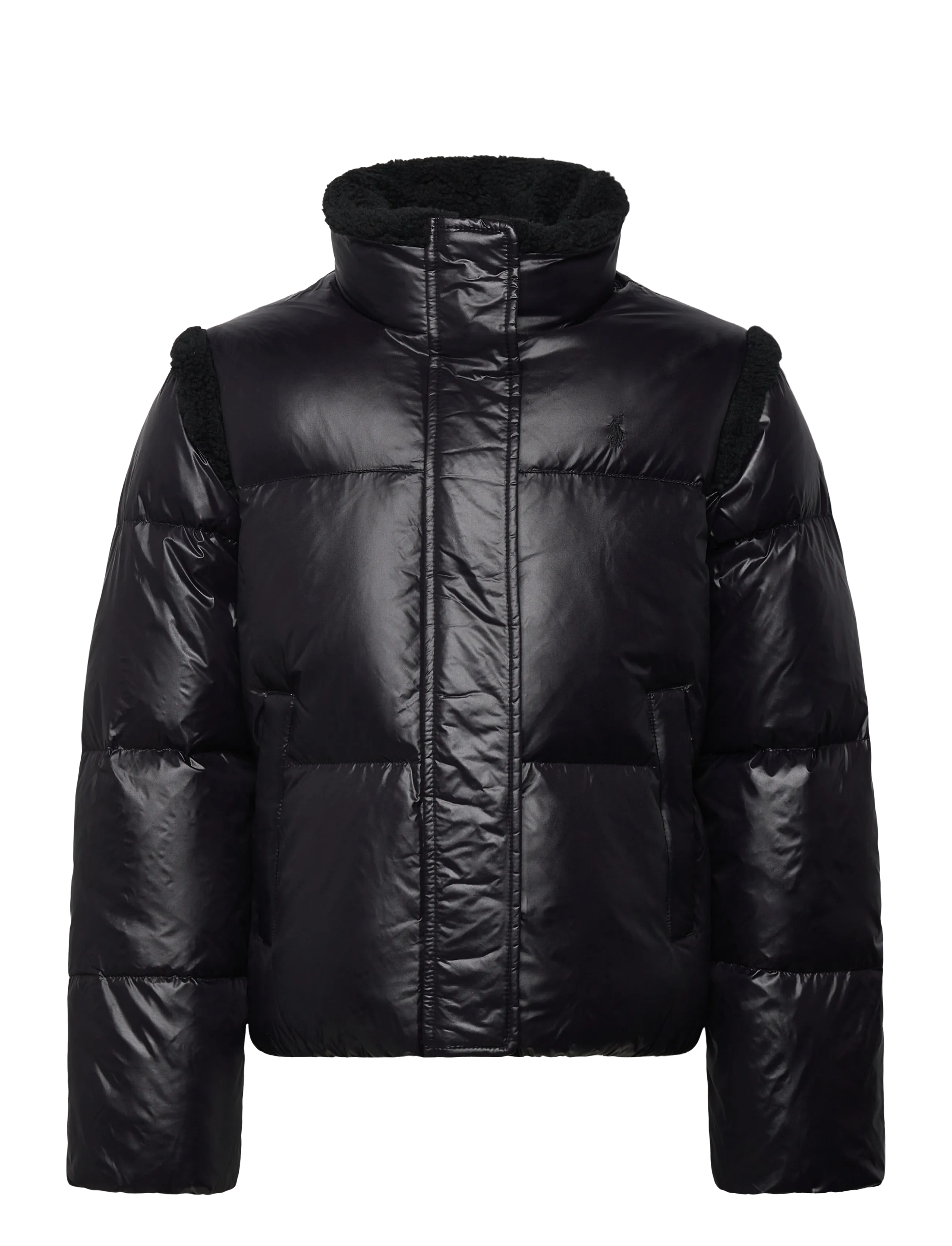Ralph Lauren Kids Teddy Fleece–Trim Down Boxy Jacket - Talvejope - POLO BLACK / black