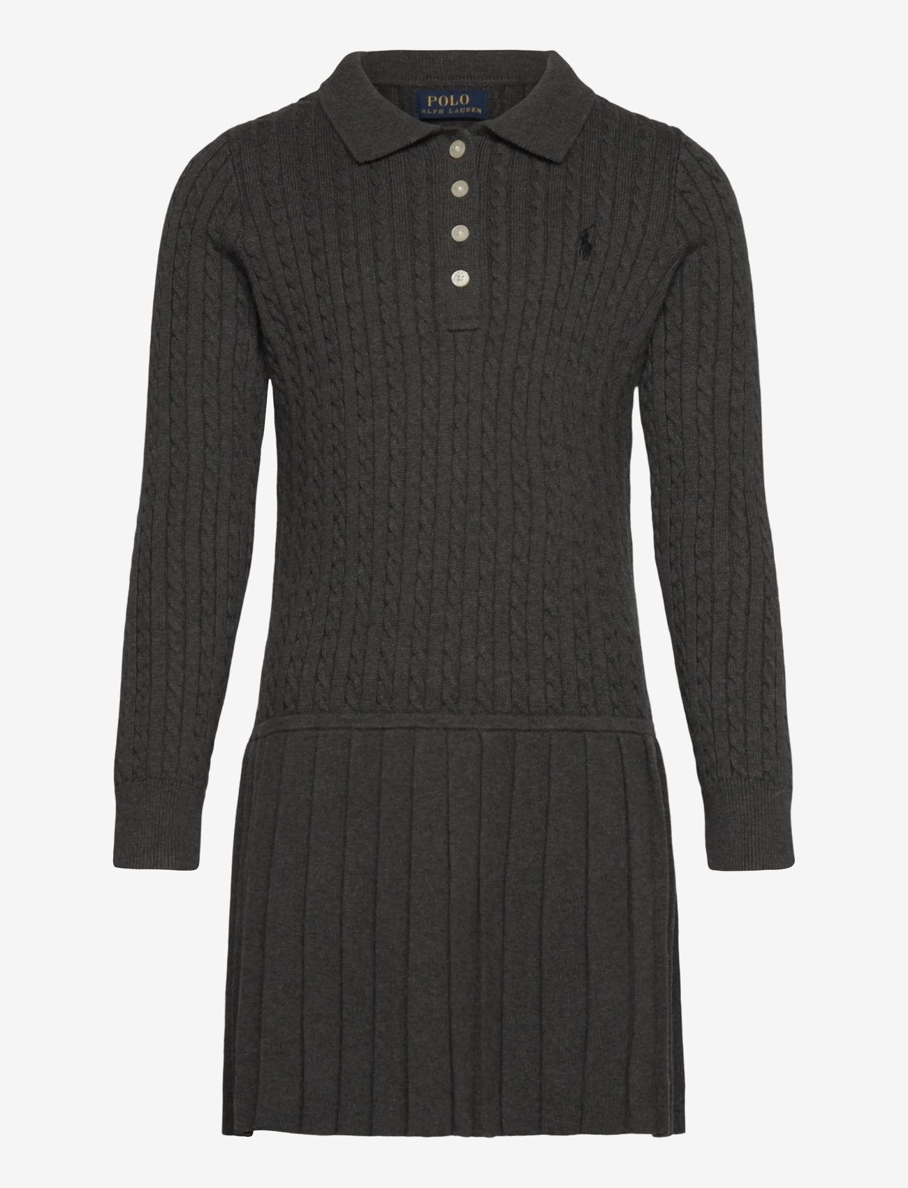 Ralph Lauren Kids - Mini-Cable Polo Sweater Dress - long-sleeved casual dresses - windsor heather - 1