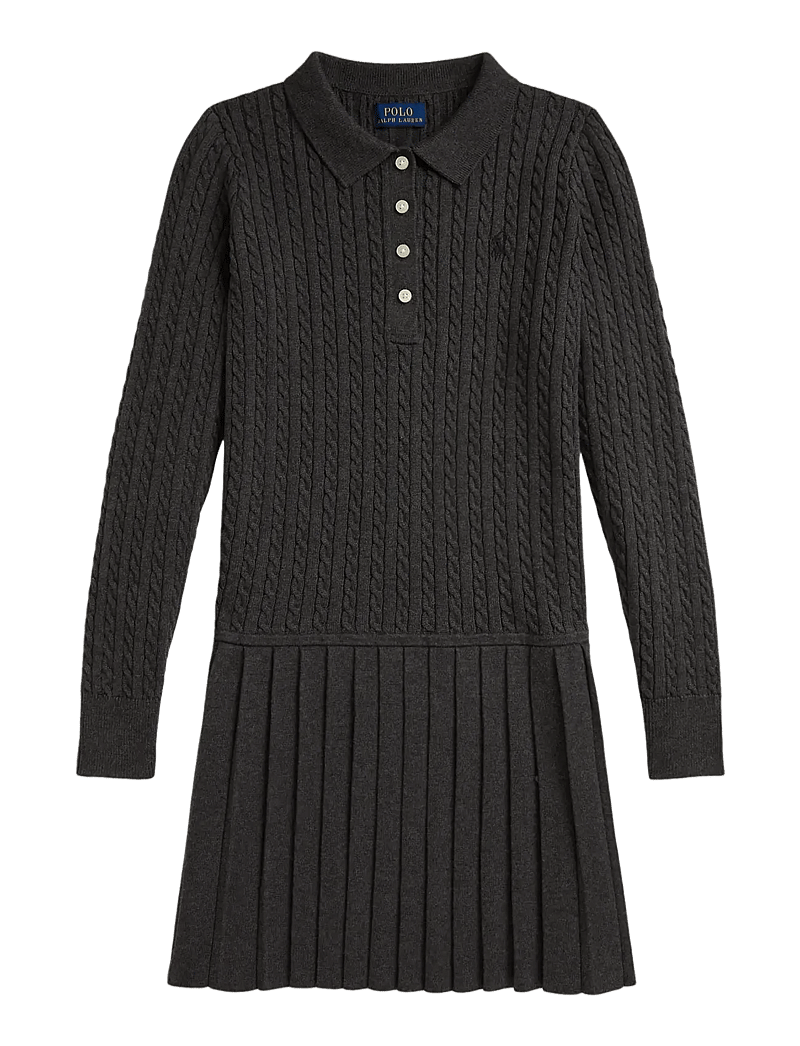 Ralph Lauren Kids - Mini-Cable Polo Sweater Dress - long-sleeved casual dresses - windsor heather - 1