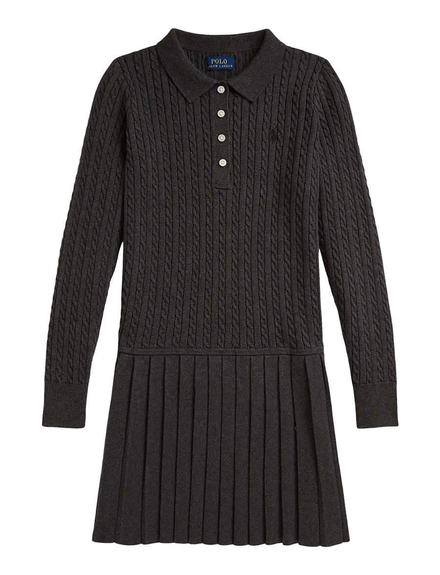 Ralph Lauren Kids - Mini-Cable Polo Sweater Dress - robes décontractées à manches longues - windsor heather - 1