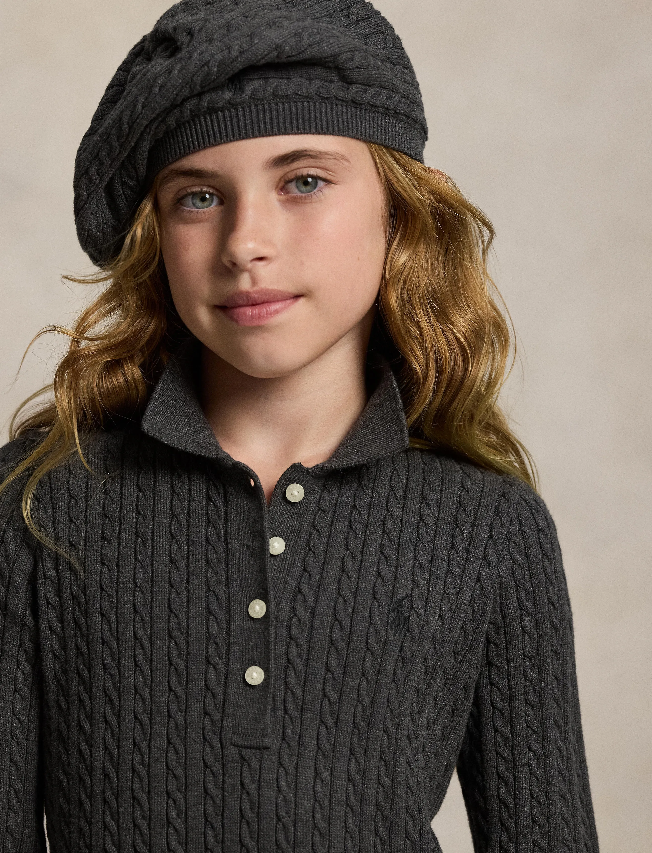 Ralph Lauren Kids - Mini-Cable Polo Sweater Dress - robes décontractées à manches longues - windsor heather - 3