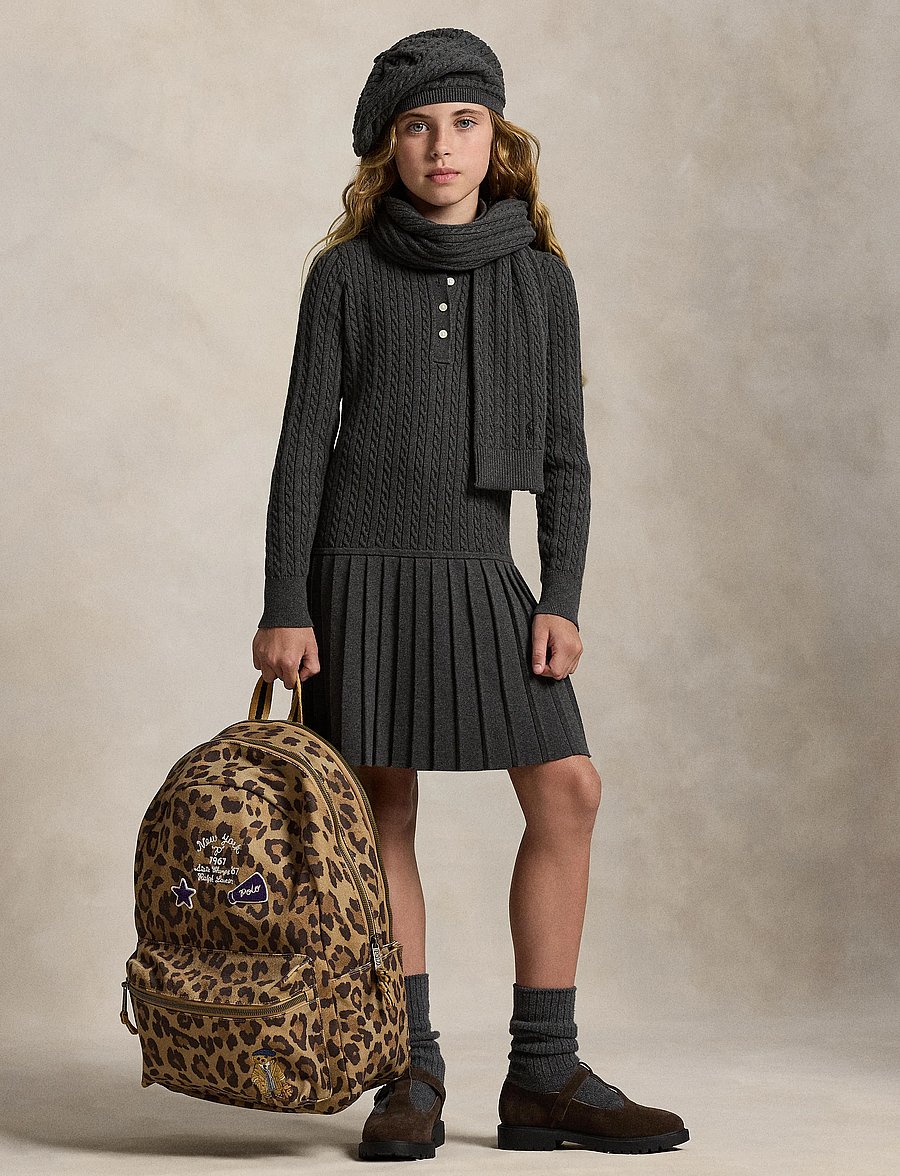 Ralph Lauren Kids - Mini-Cable Polo Sweater Dress - robes décontractées à manches longues - windsor heather - 4
