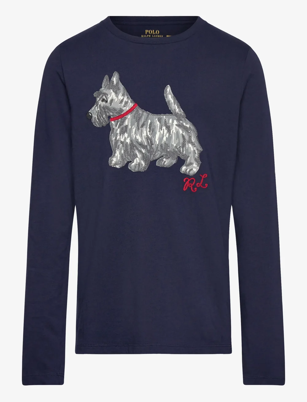 Ralph Lauren Kids - Dog-Print Cotton Long-Sleeve Tee - langärmelig - refined navy - 0
