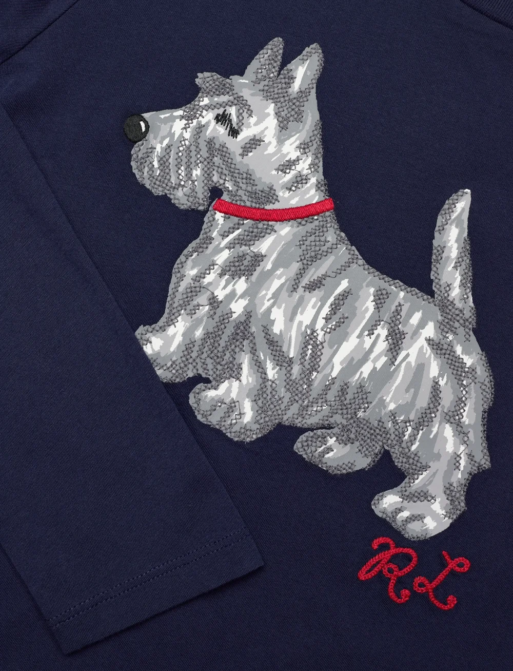 Ralph Lauren Kids - Dog-Print Cotton Long-Sleeve Tee - langärmelig - refined navy - 2