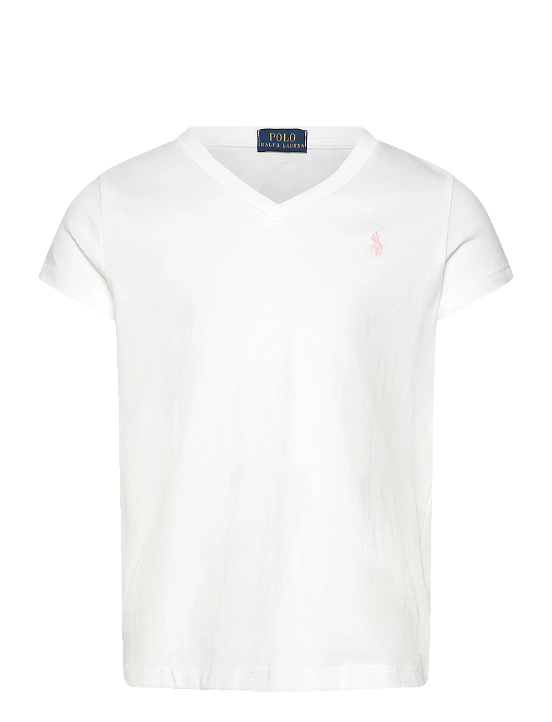 Ralph Lauren Kids - Cotton Jersey V-Neck Tee - kortärmade t-shirts - white - 0