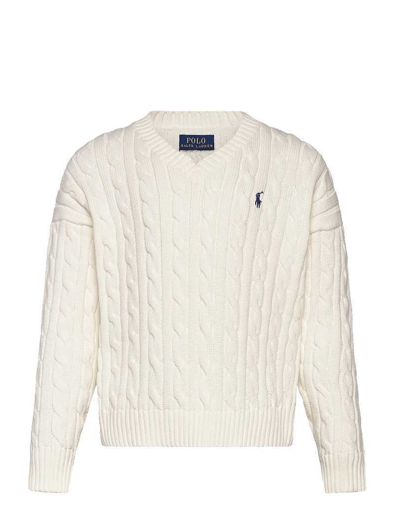 Ralph Lauren Kids - 20/2 COTTON-SWEATER-PULLOVER - stickade tröjor - deckwash white - 1
