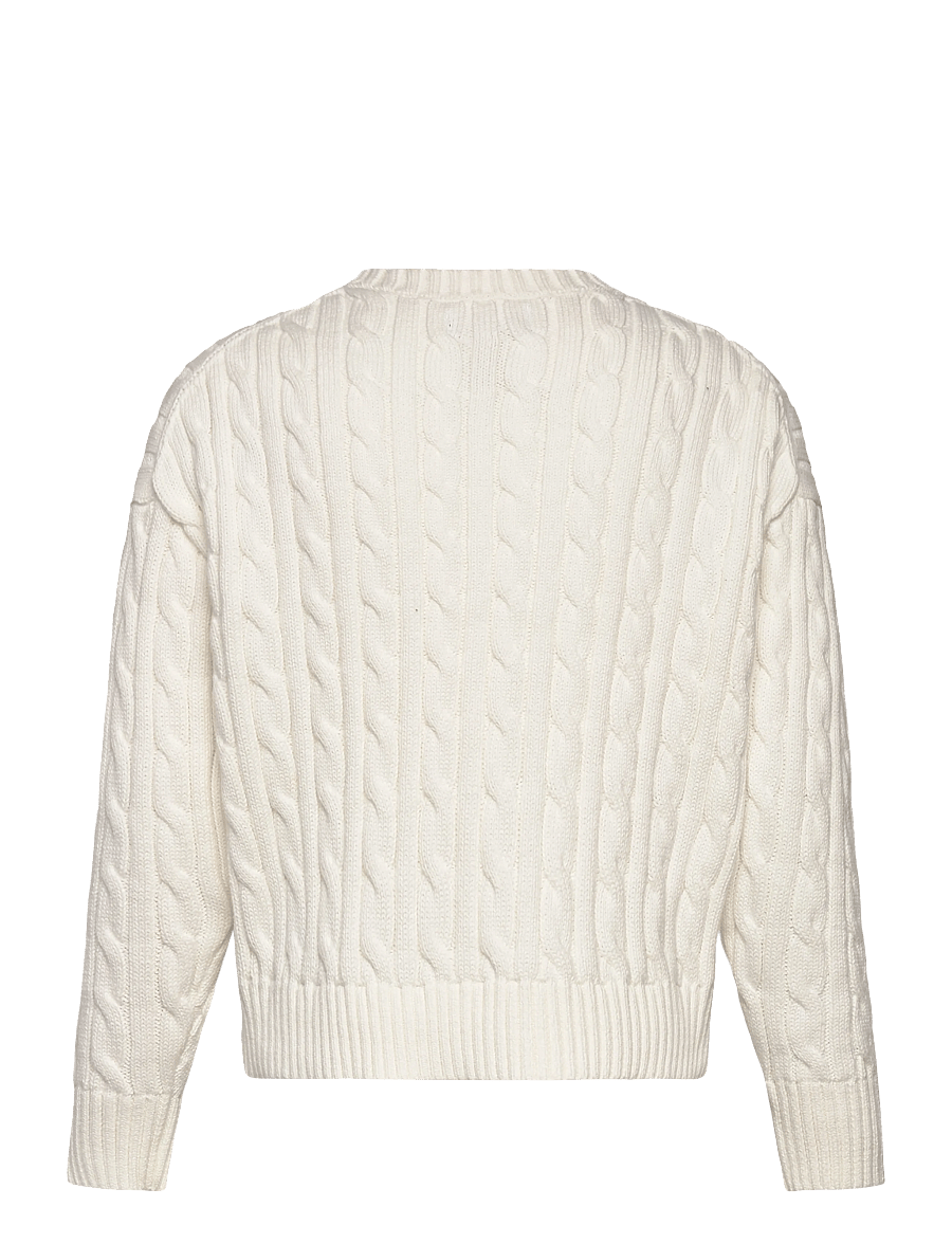 Ralph Lauren Kids - Cable-Knit Cotton V-Neck Sweater - jumpers - deckwash white - 2