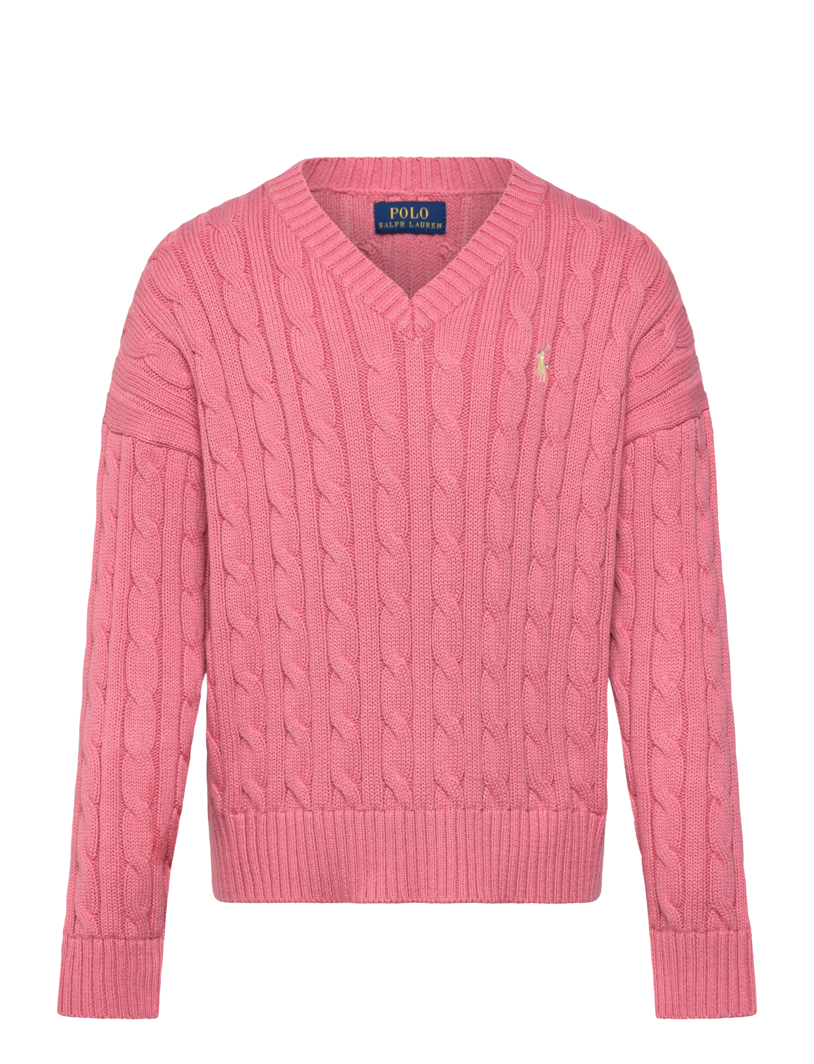 Ralph Lauren Kids Cable-Knit Cotton V-Neck Sweater - Valentinsgaver - DESERT ROSE / pink/rose
