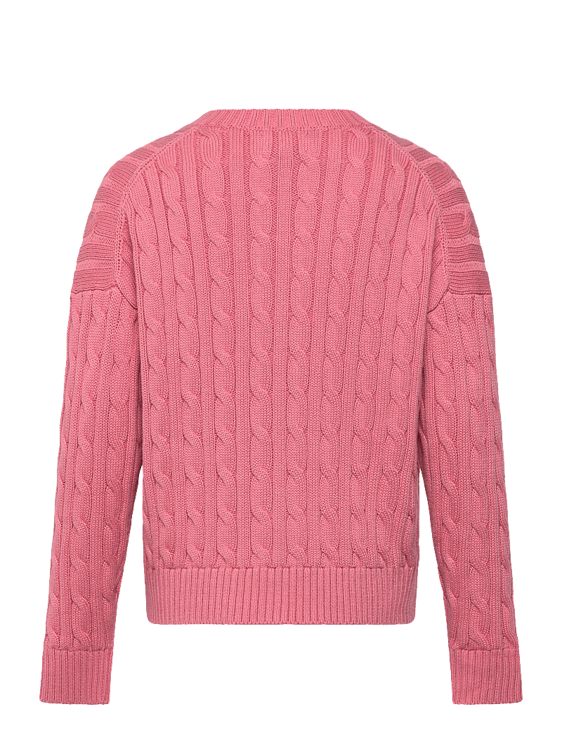 Ralph Lauren Kids - Cable-Knit Cotton V-Neck Sweater - pullover - desert rose - 1