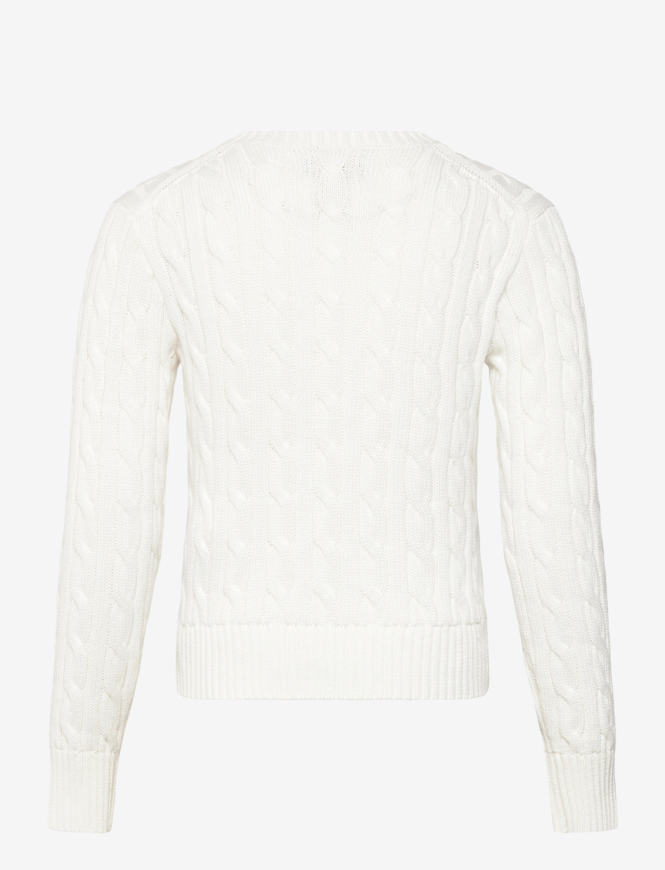 Ralph Lauren Kids - Cropped Cable-Knit Flag Cotton Sweater - stickade tröjor - deckwash white mu - 1