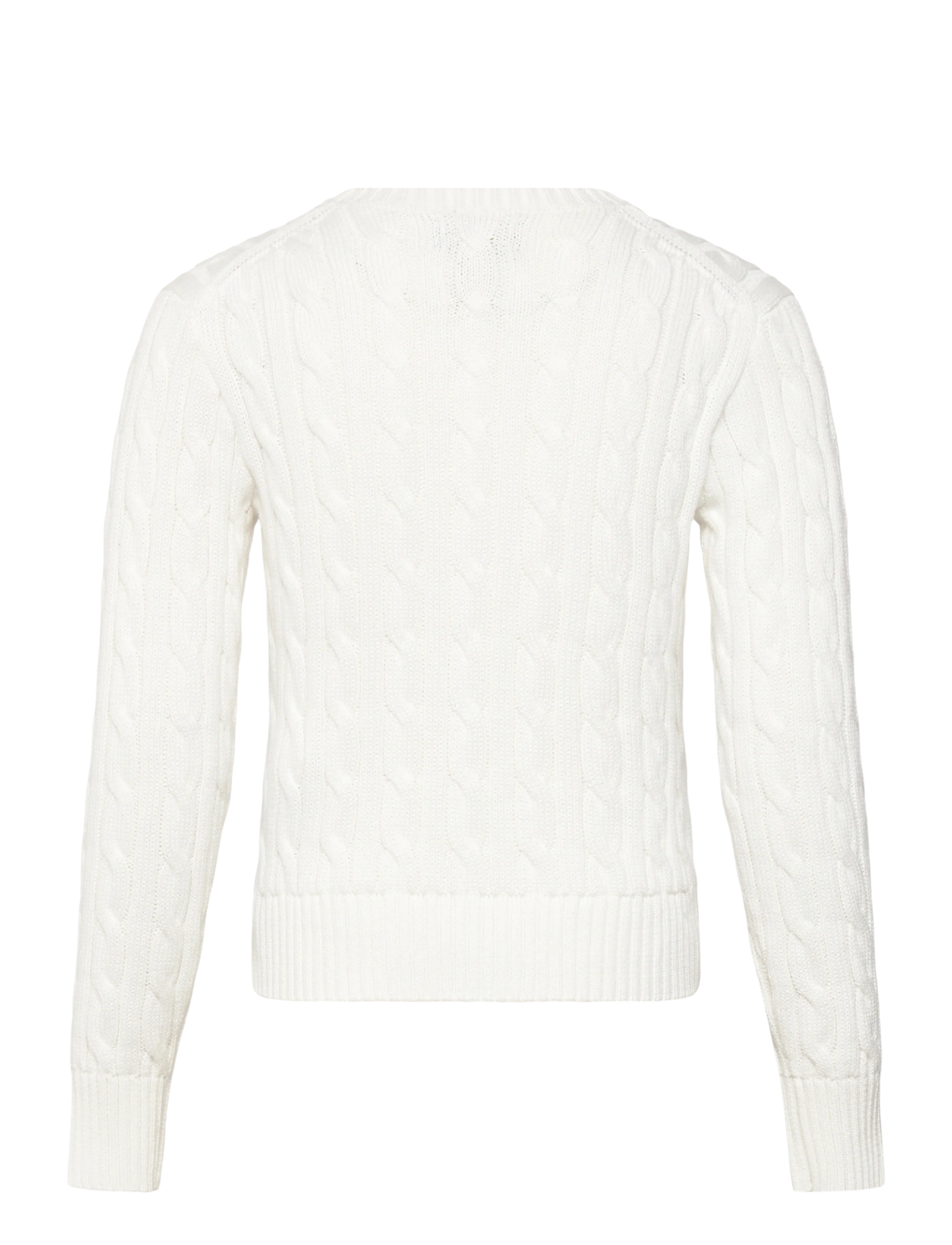 Ralph Lauren Kids - Cropped Cable-Knit Flag Cotton Sweater - jumpers - deckwash white mu - 1