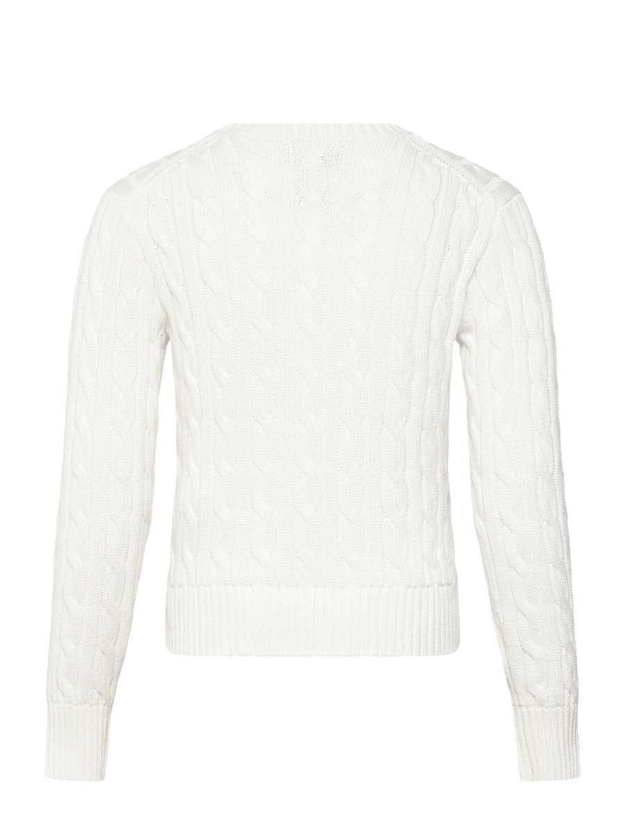 Ralph Lauren Kids - Cropped Cable-Knit Flag Cotton Sweater - džemprid - deckwash white mu - 1