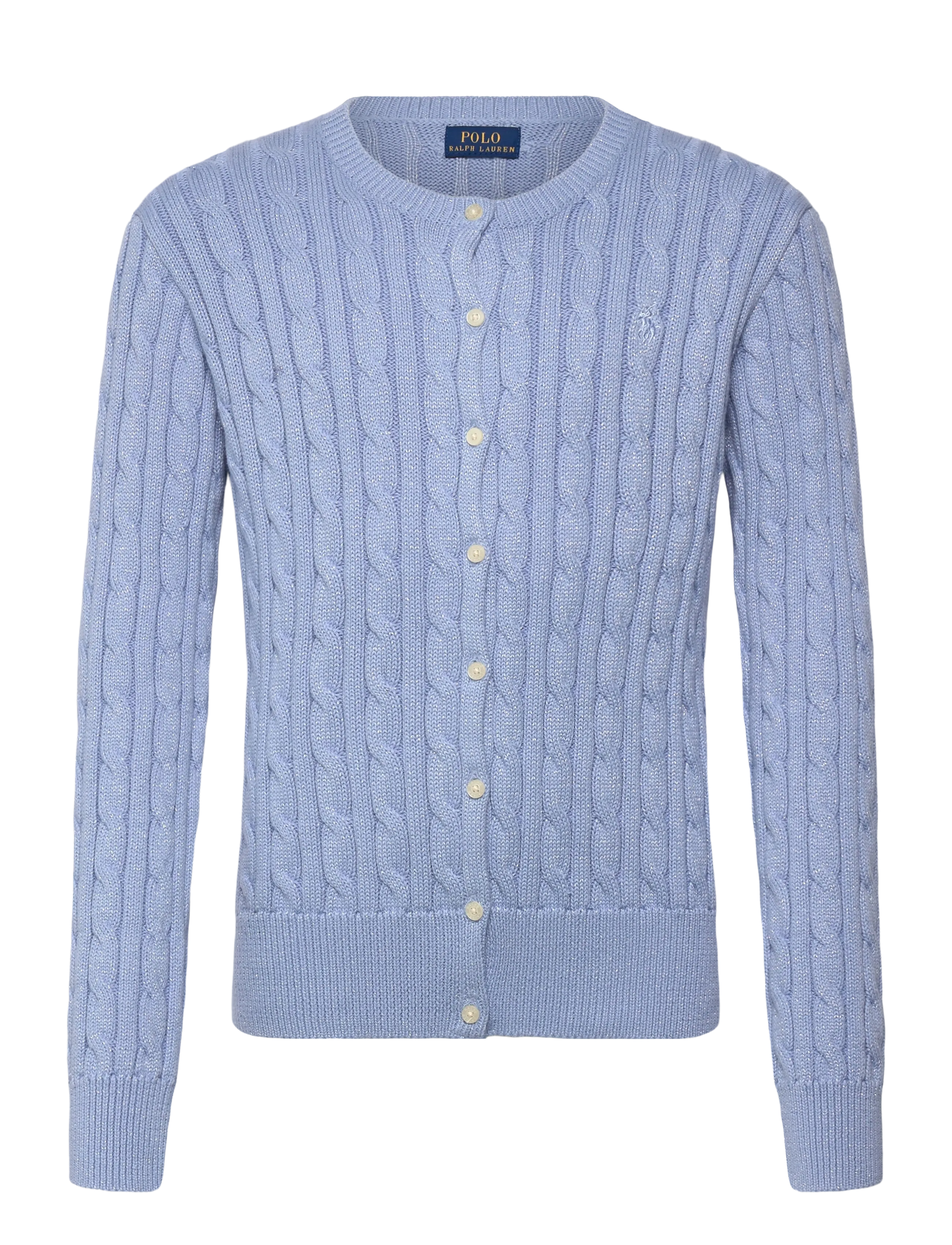 Ralph Lauren Kids Metallic Cable-Knit Cardigan - Teens 140-176 - CHAMBRAY BLUE W / blue