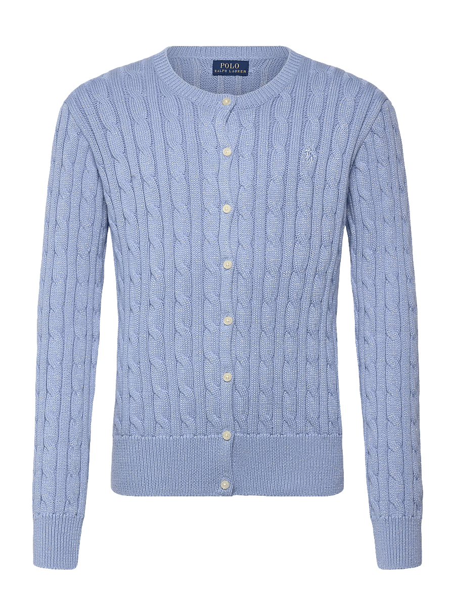 Ralph Lauren Kids - Metallic Cable-Knit Cardigan - cardigans - chambray blue w - 0