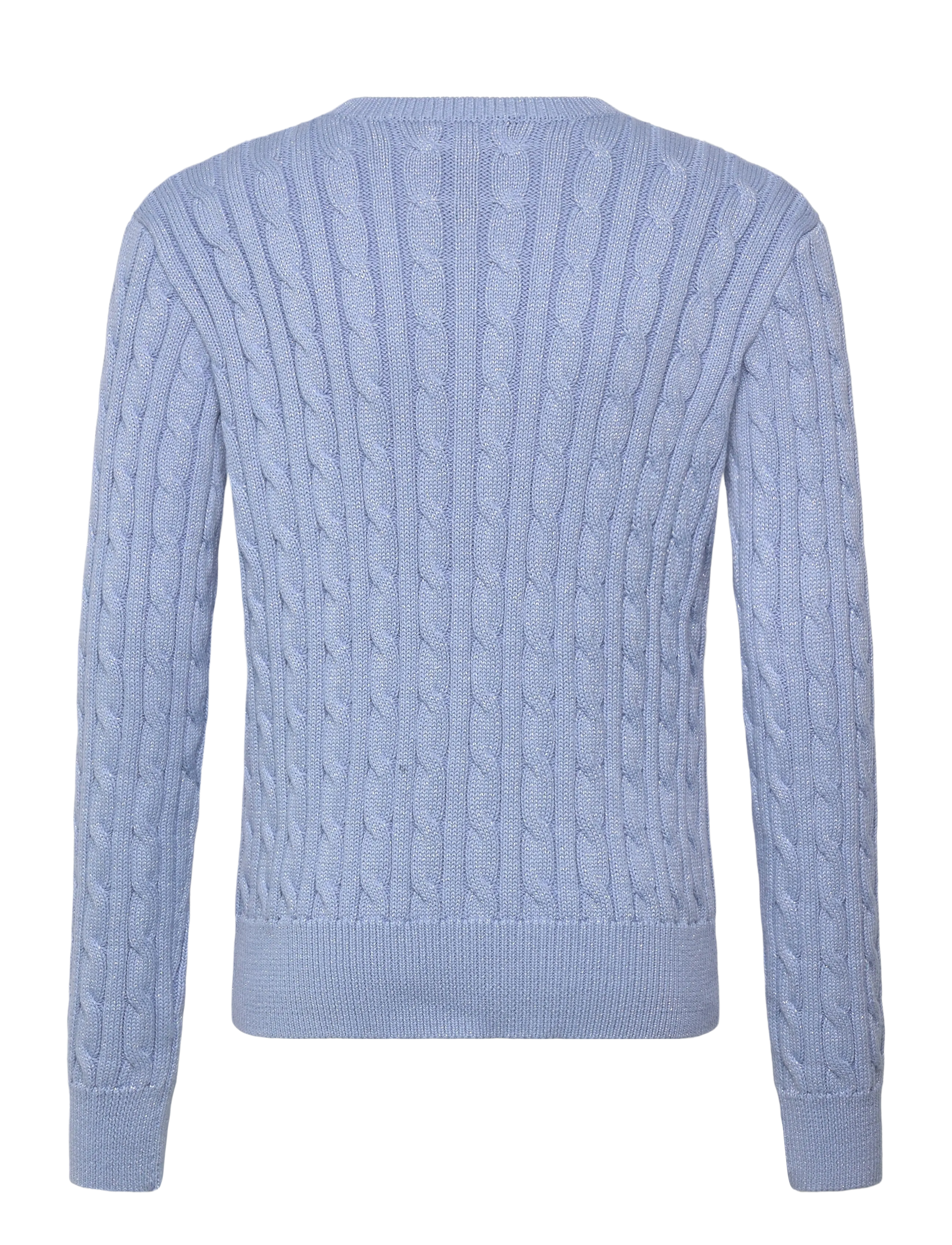 Ralph Lauren Kids - Metallic Cable-Knit Cardigan - cardigans - chambray blue w - 1