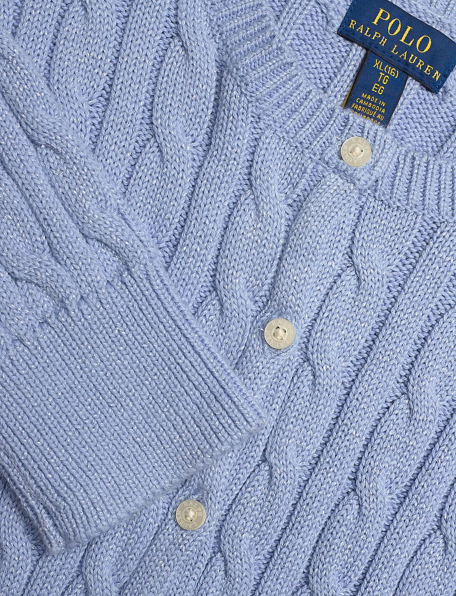 Ralph Lauren Kids - Metallic Cable-Knit Cardigan - cardigans - chambray blue w - 2