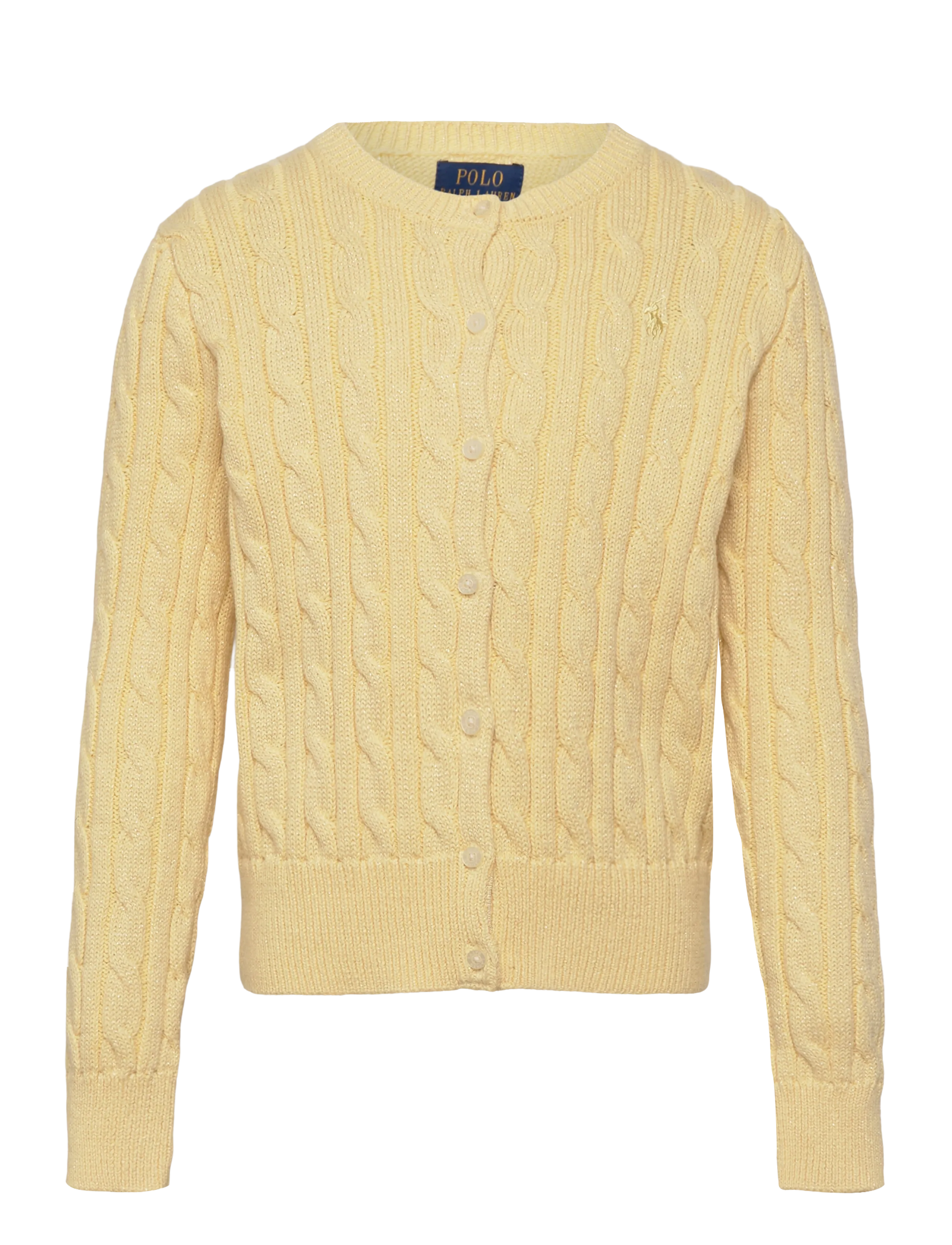 Ralph Lauren Kids Metallic Cable-Knit Cardigan, 129-130, Knitwear, Gelb - Cardigans, Kinder
