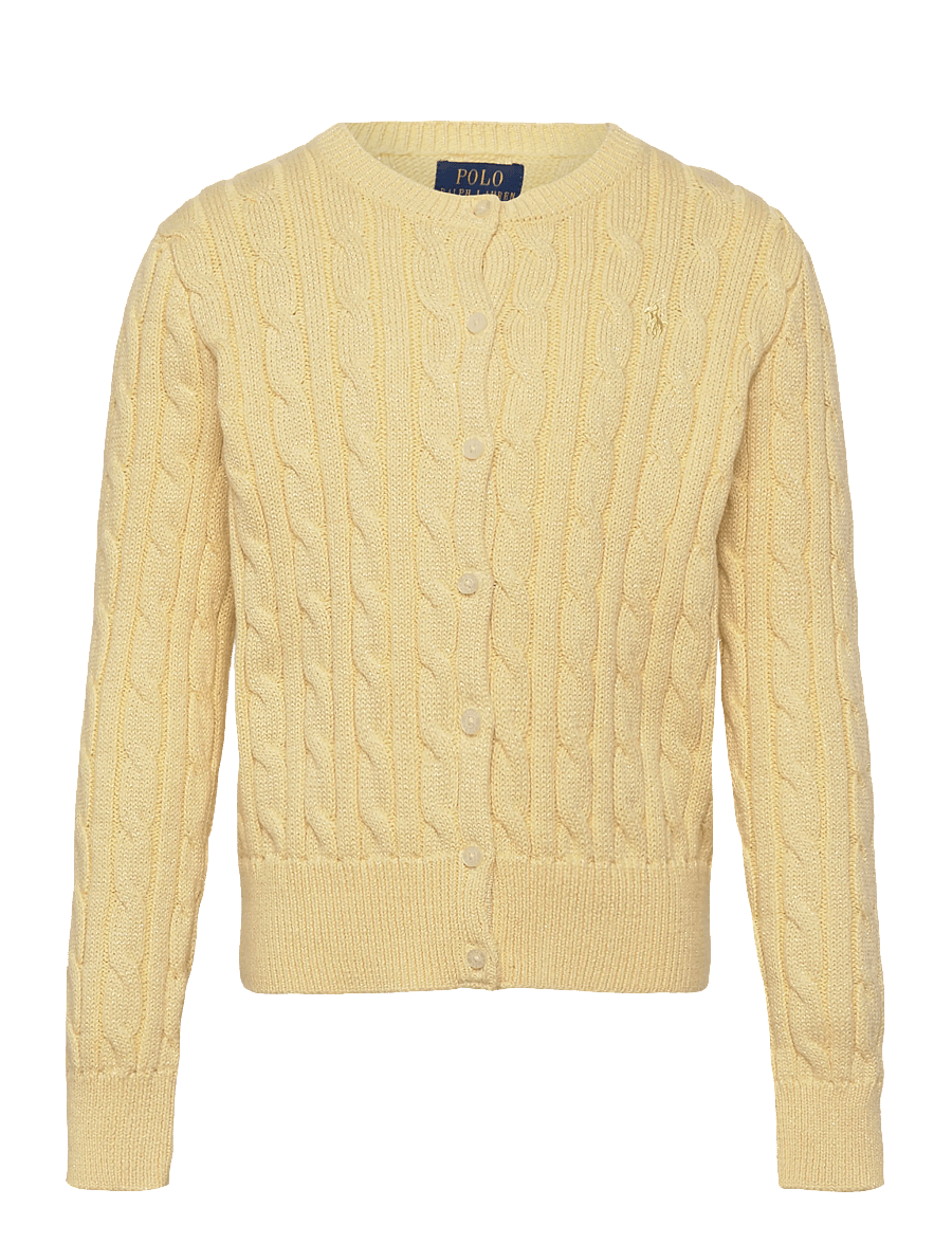 Ralph Lauren Kids - Metallic Cable-Knit Cardigan - koftor - t-bird yellow w - 0