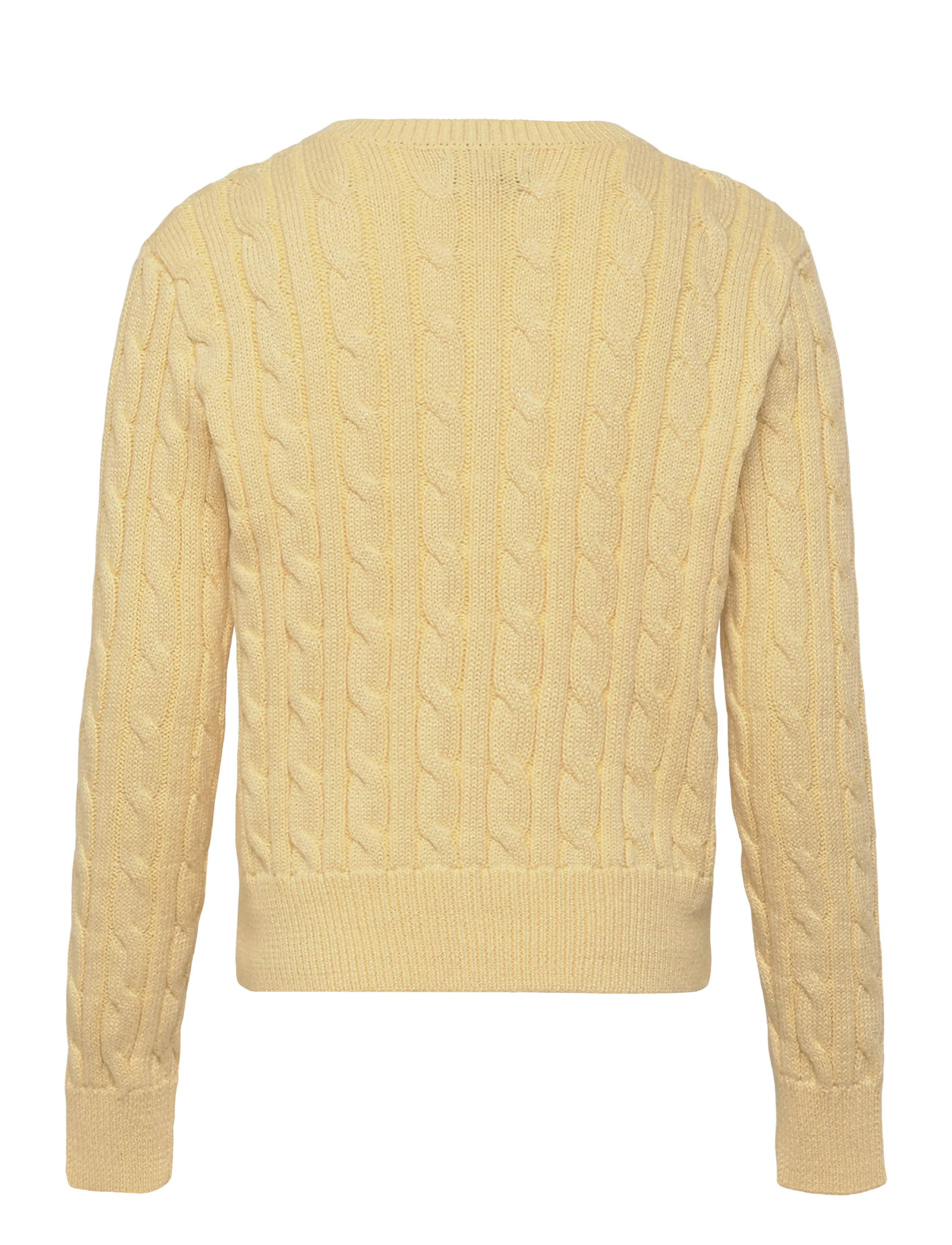 Ralph Lauren Kids - Metallic Cable-Knit Cardigan - hnepptar peysur - t-bird yellow w - 1