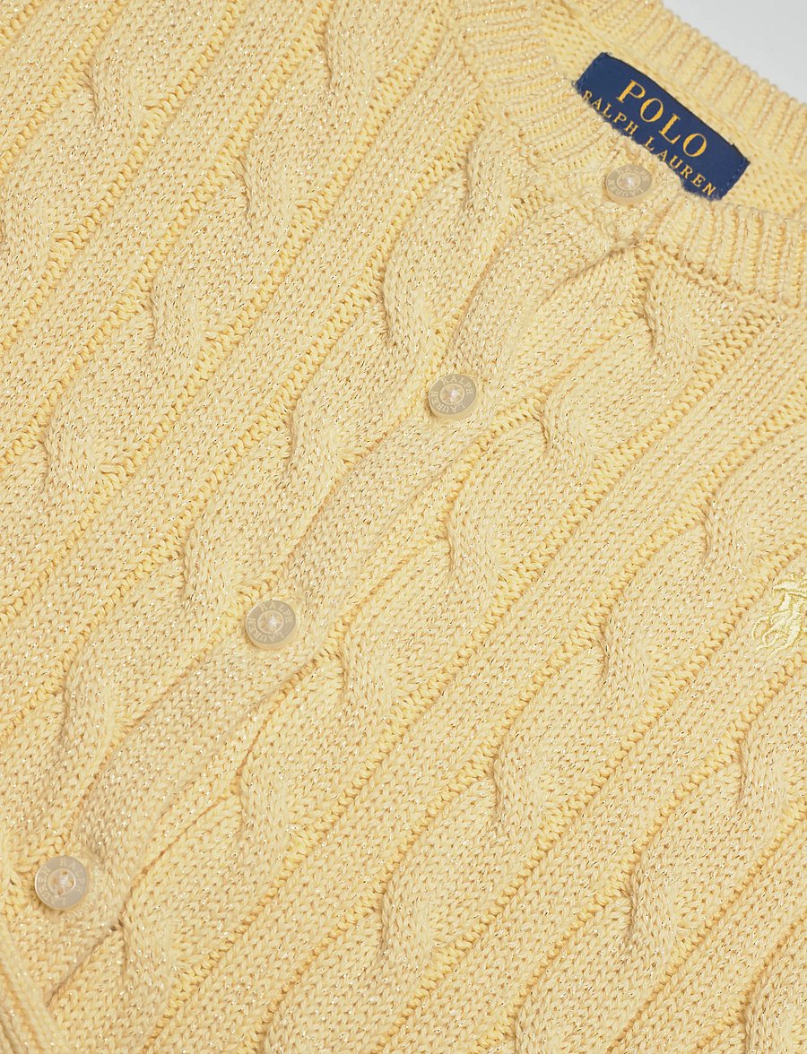 Ralph Lauren Kids - Metallic Cable-Knit Cardigan - koftor - t-bird yellow w - 2