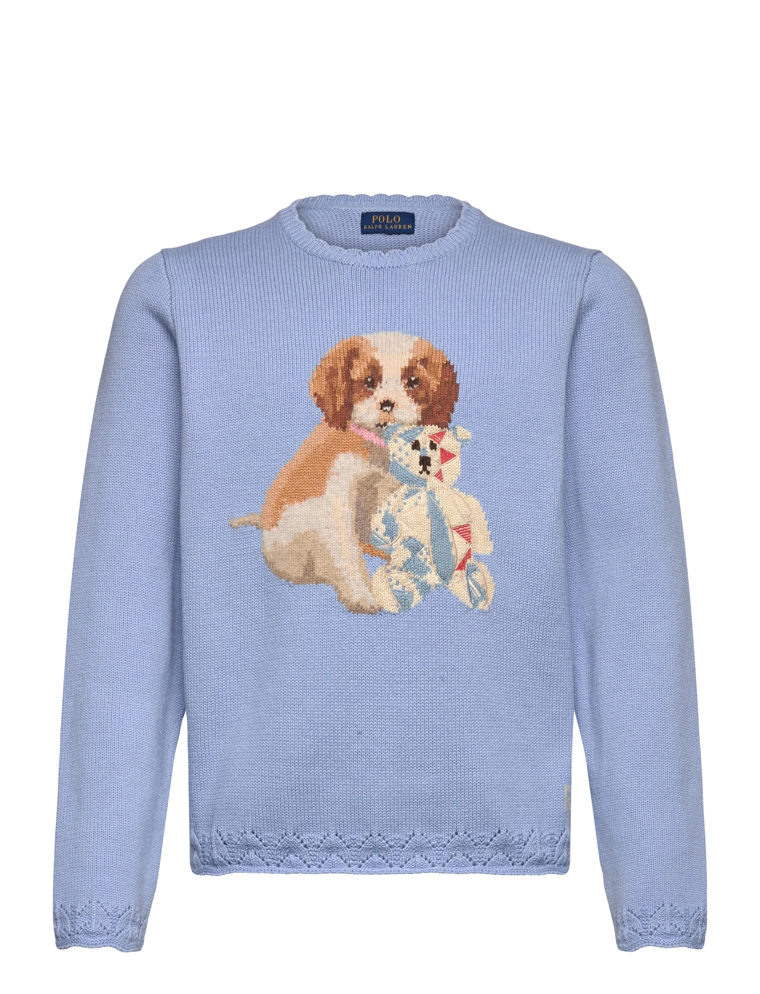 Ralph Lauren Kids Dog Scalloped Crewneck Sweater - Overdele - CHAMBRAY BLUE / blue